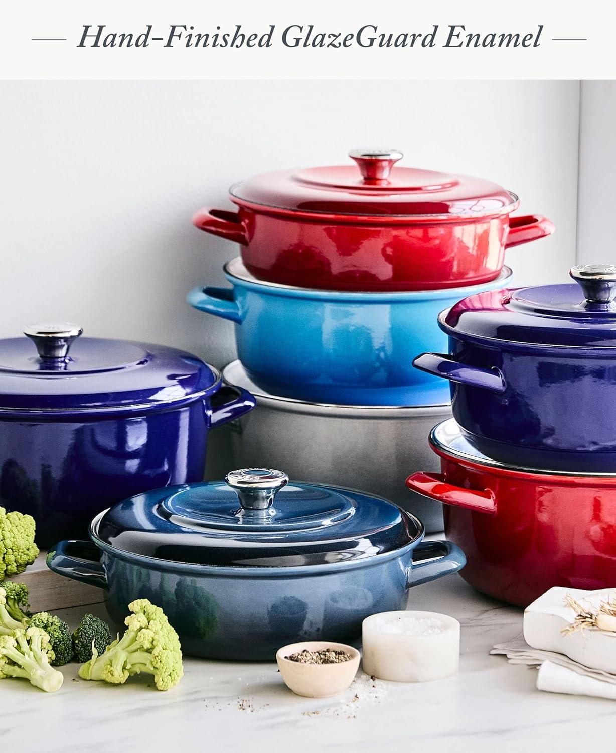 Cobalt Blue Enameled Iron 7-Quart Round Dutch Oven with Lid