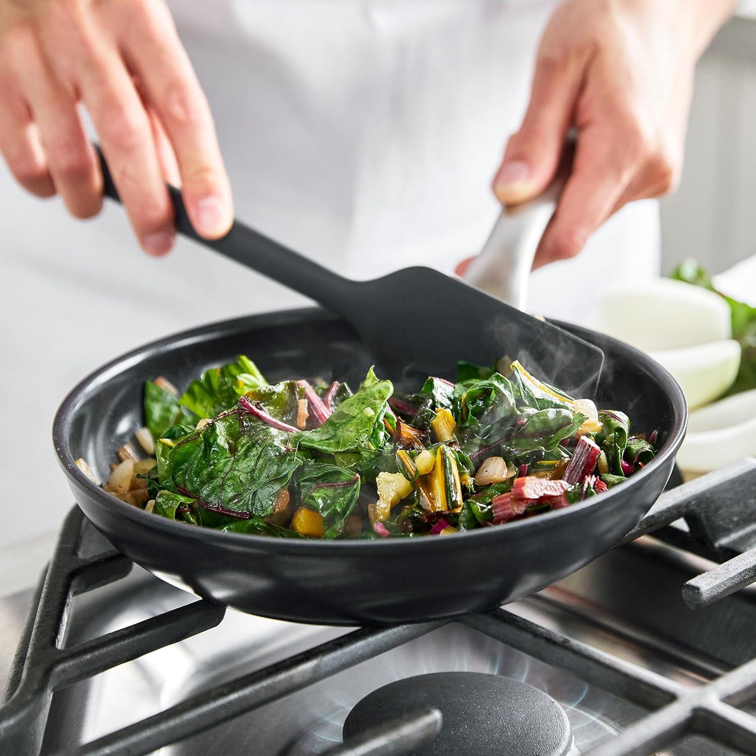 Black Ceramic Nonstick Aluminum Frypan Set with Stainless Steel Handles