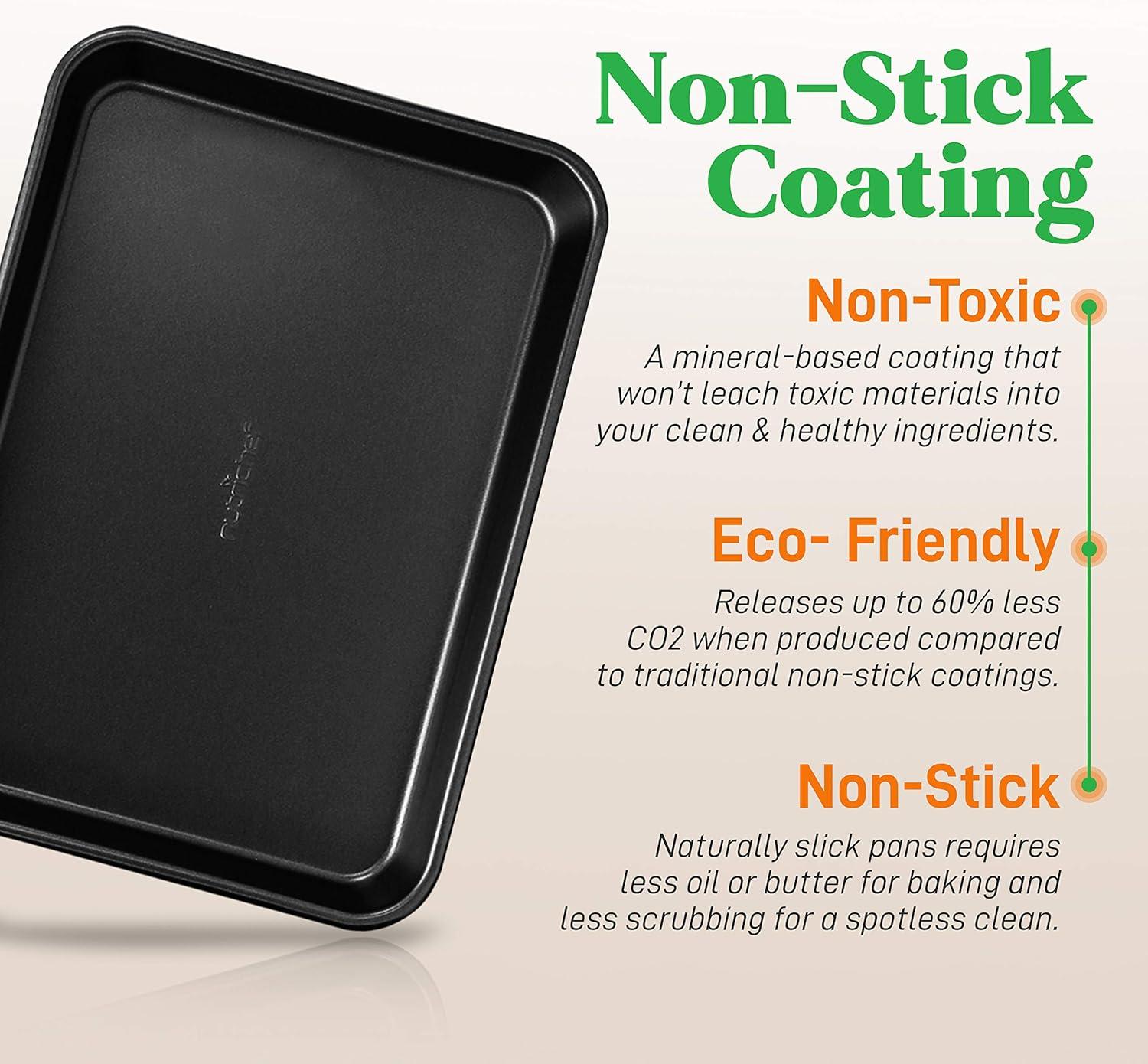 NutriChef Non-Stick Cookie Sheet Baking Pans - 2-Pc. Professional Quality Kitchen Cooking, Black