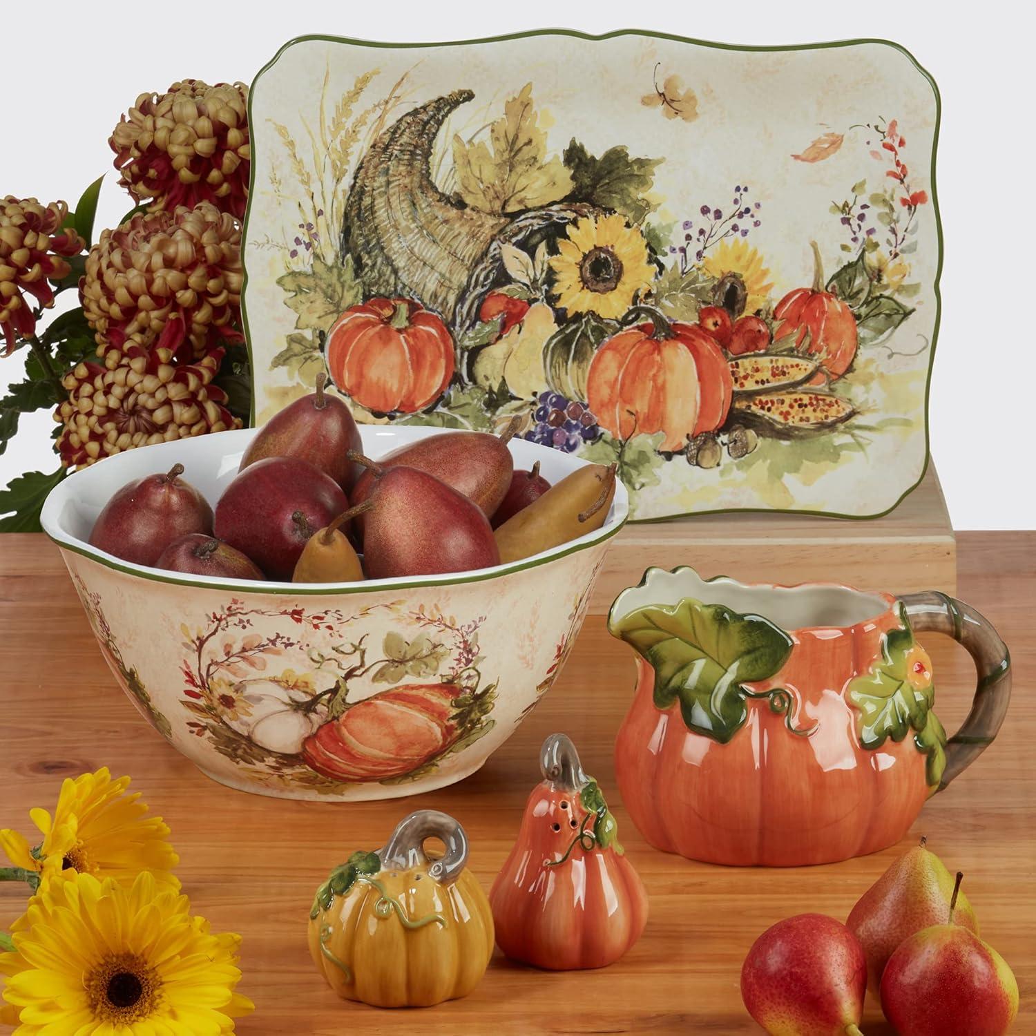 Certified International Harvest Morning Pumpkin Tureen with Ladle, 112 oz, Multicolored