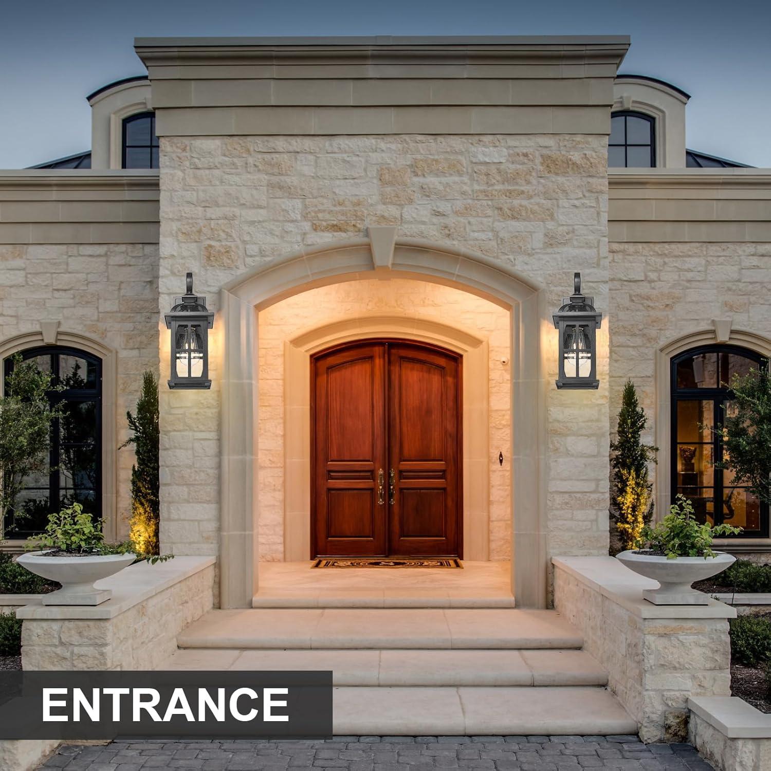 Longshore Tides Outdoor Wall Lights Exterior Light Fixture With Seeded Glass