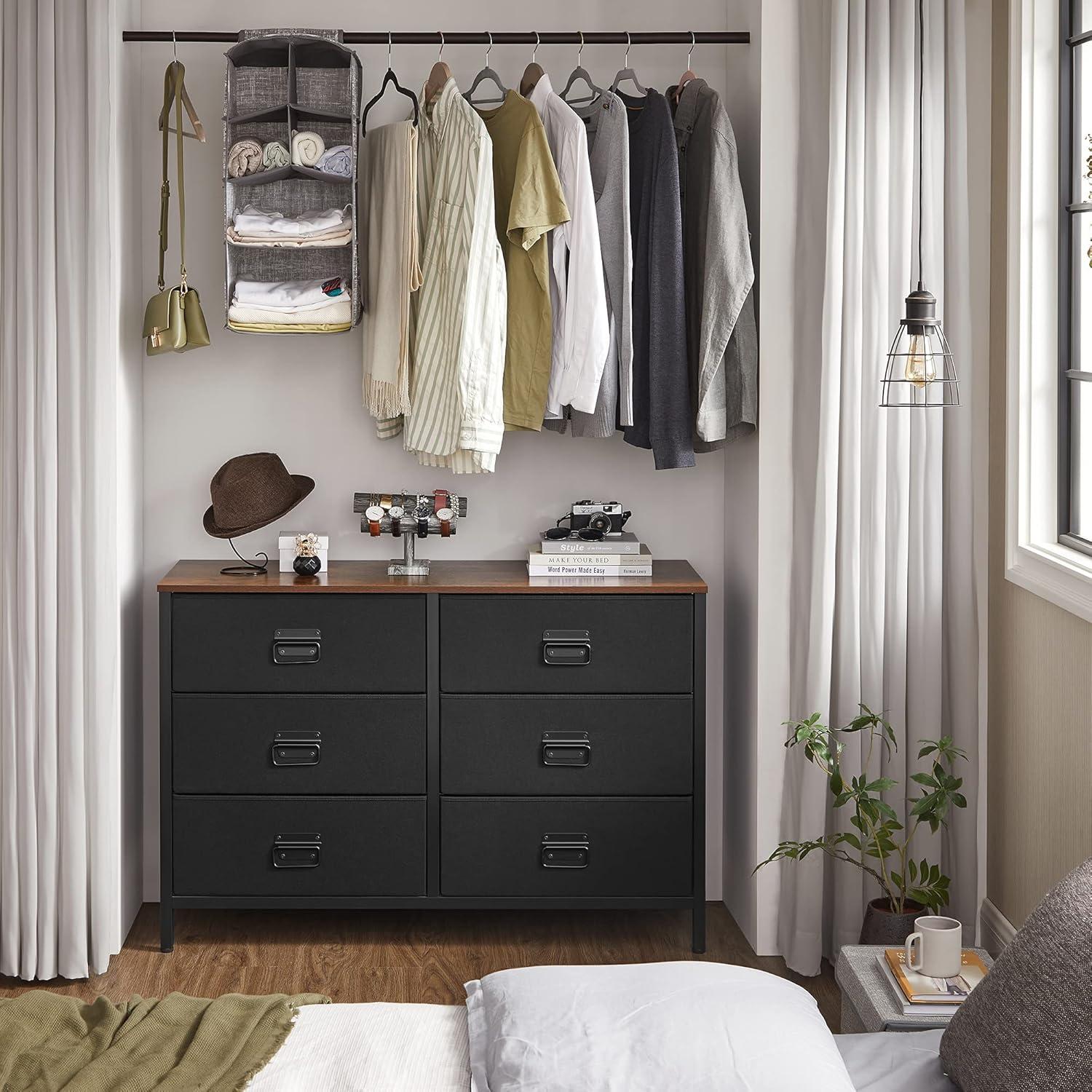 Black and Rustic Brown Industrial Dresser with Extra Deep Drawers