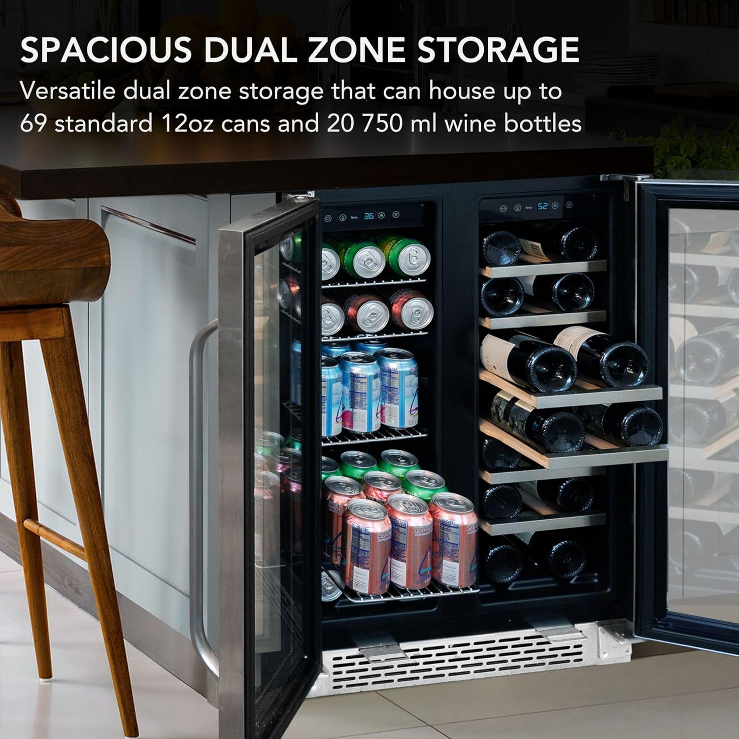 Whynter French Door Dual Zone 20 Wine Bottle and 60 Can Beverage Center