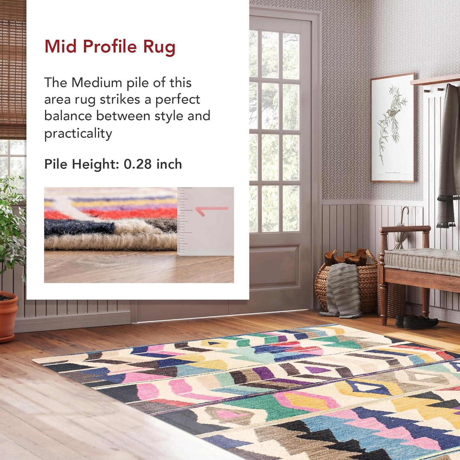 Multicolor Geometric Wool Hand-Tufted Runner Rug, 2'6" x 8'