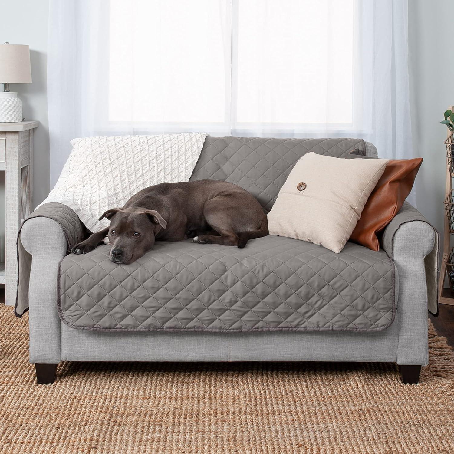 Gray/Mist Reversible Pinsonic Quilted Pet Loveseat Protector