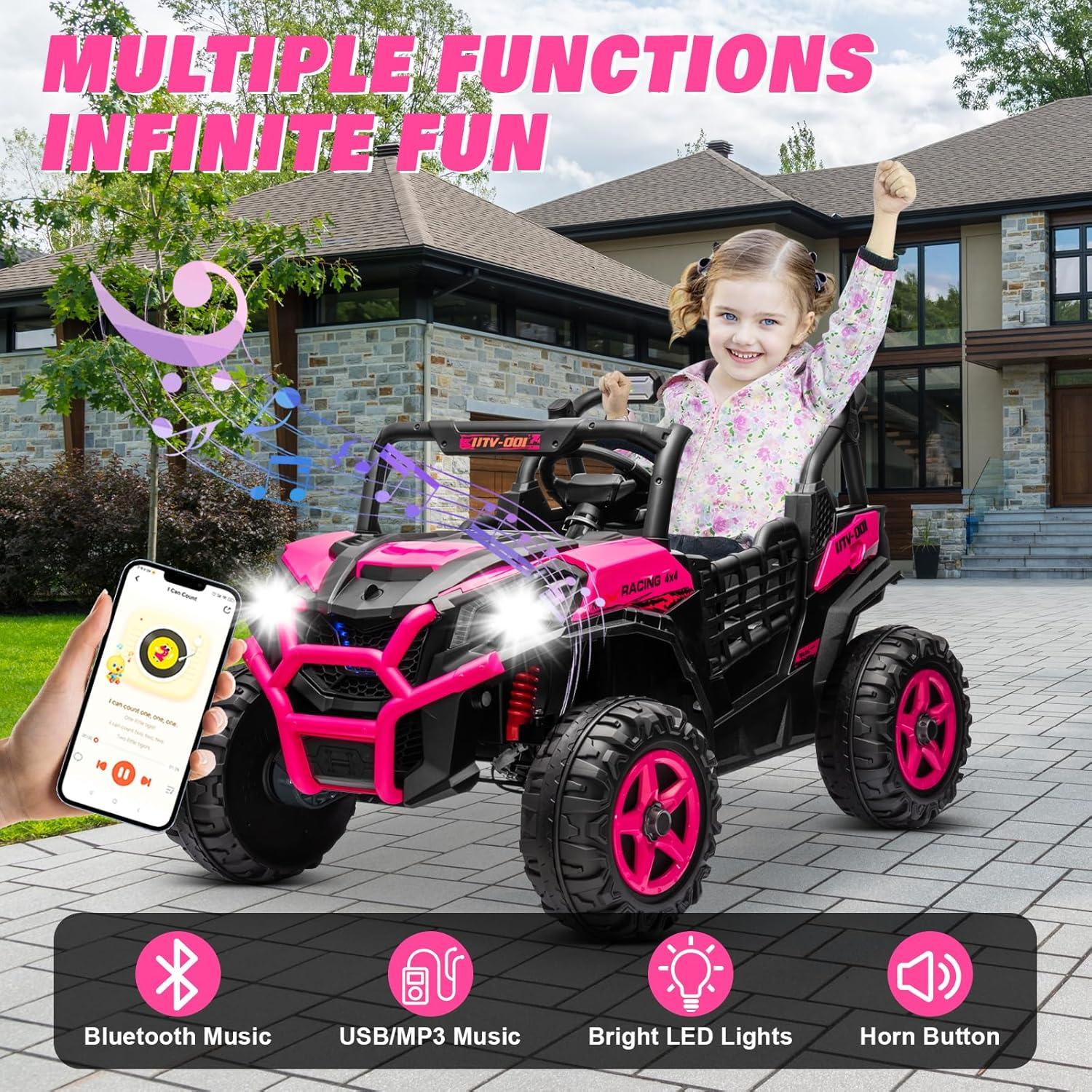 Pink 24V 2-Seater Ride-On UTV with Remote Control