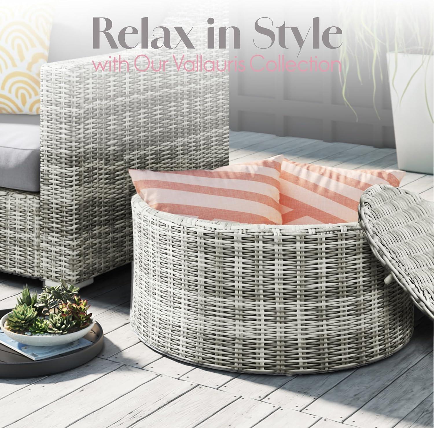 Elle Decor Elle Decor Vallauris Outdoor Coffee Table with Storage, Gray