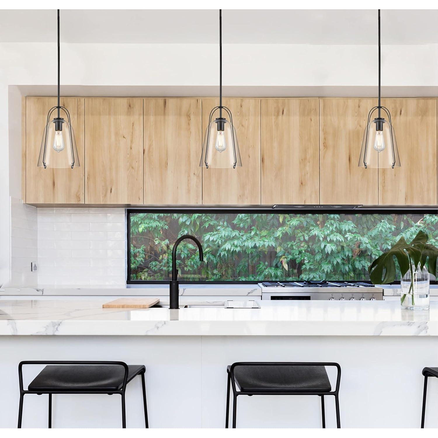 Westinghouse Lighting 6130100 Kewadin One Light Indoor Pendant, Matte Black & Clear Glass