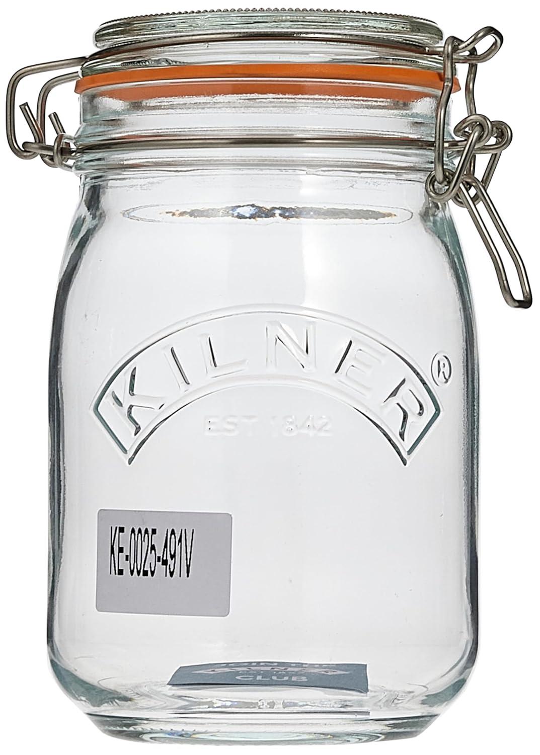 Clear Glass 34-Fl Oz Clip Top Storage Jar Set