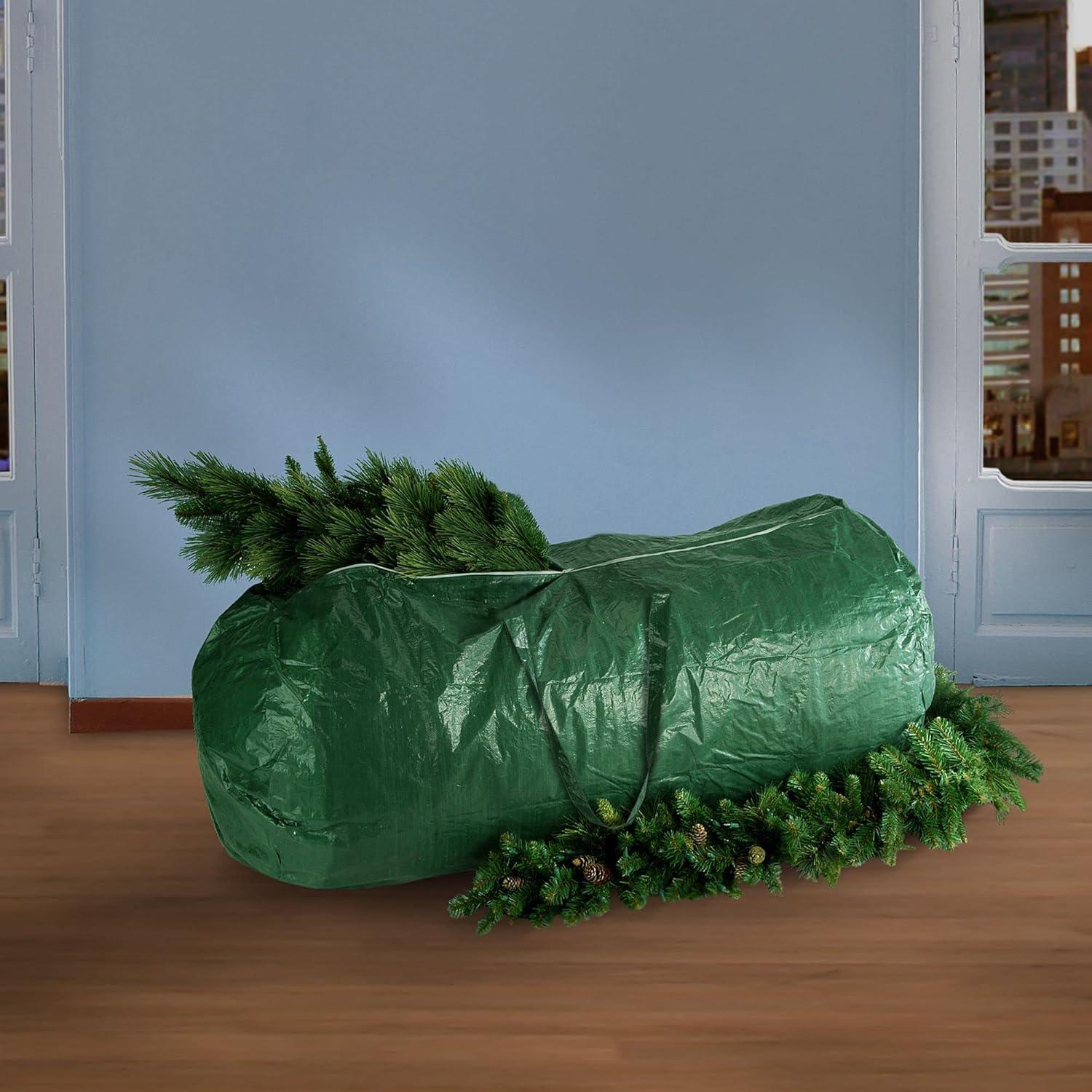 Green Heavy-Duty Christmas Tree Storage Bag with Handles