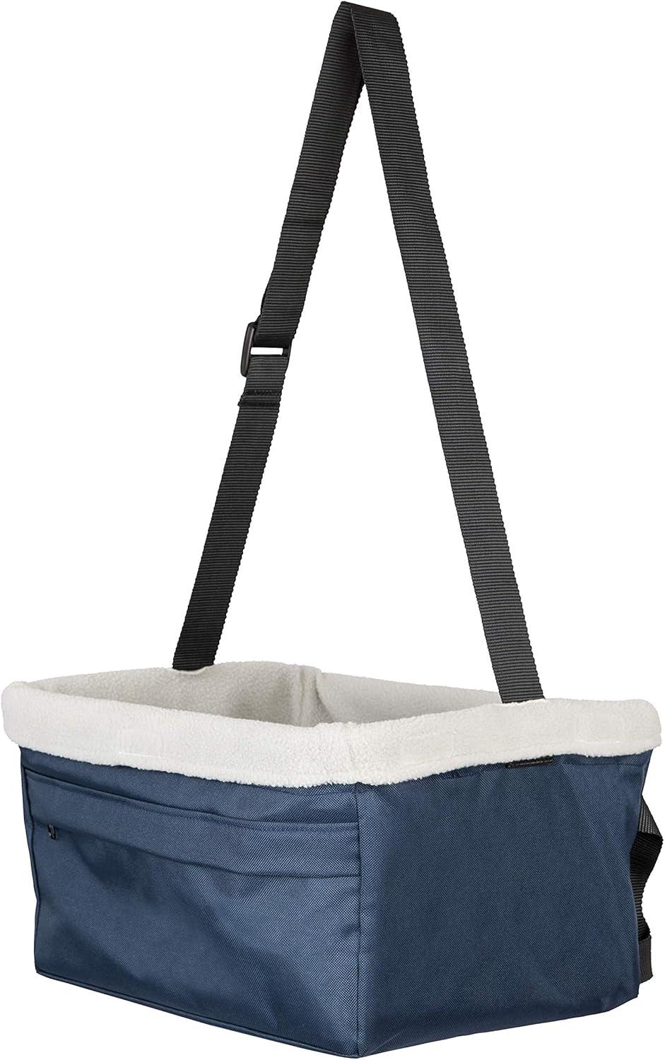 Navy Adjustable Dog Car Booster Seat with Fleece Liner