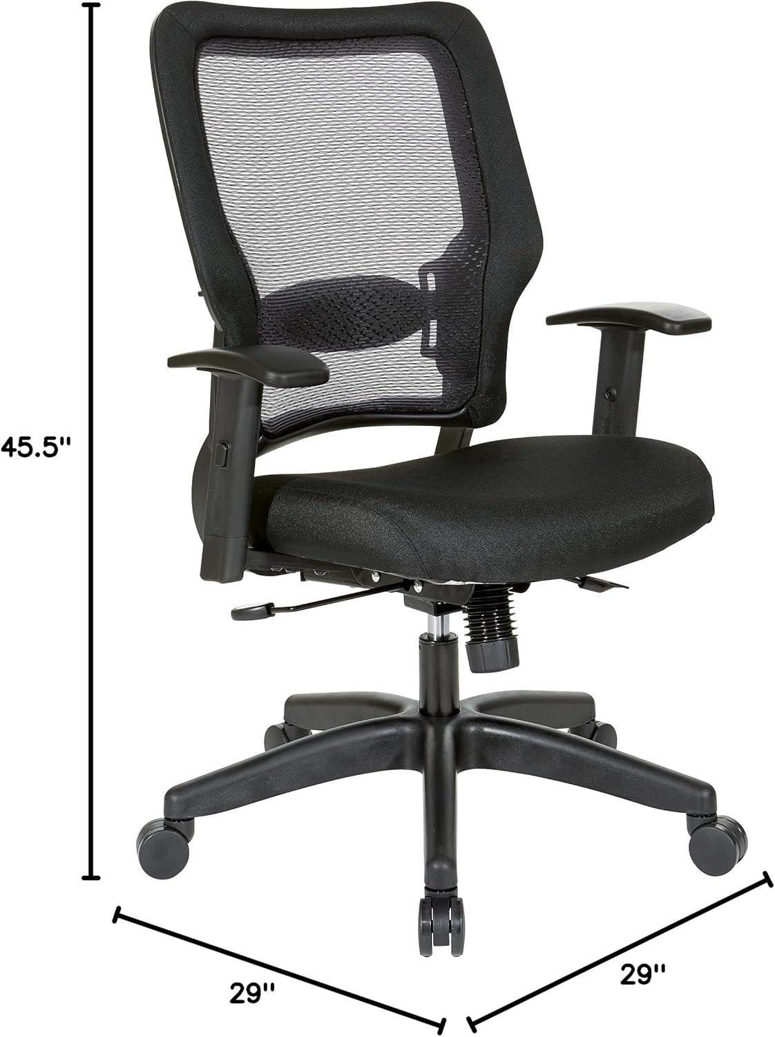 Space Seating 24/7 Intense Use Office Chair Breathable Air Grid in Black Fabric