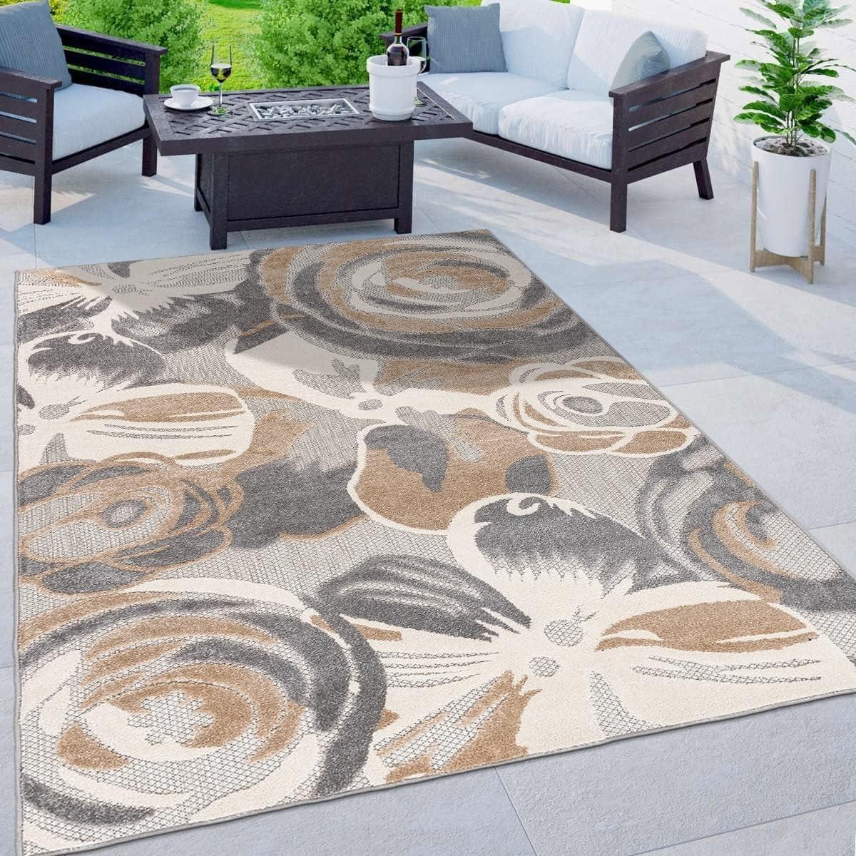 World Rug Gallery Modern Floral Indoor/Outdoor Area Rug