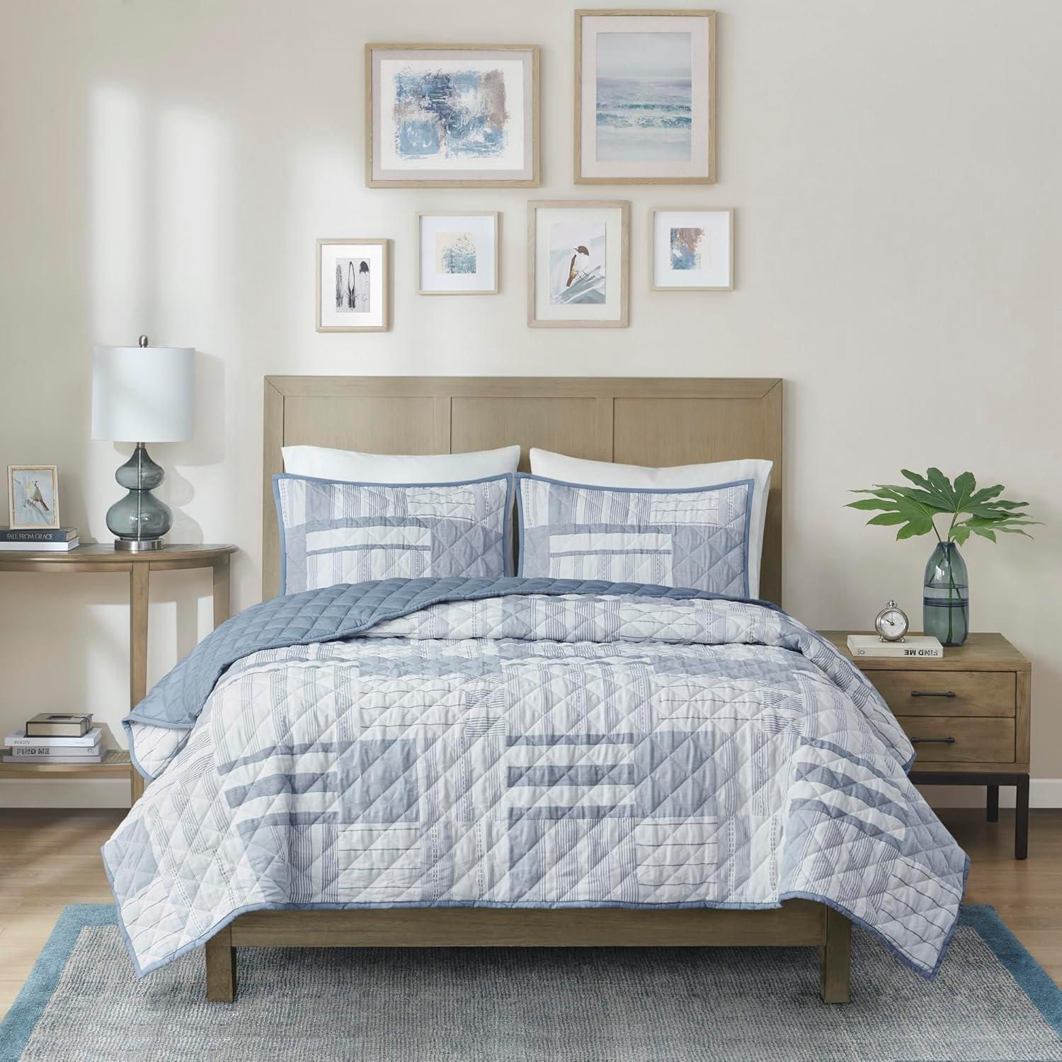 Madison Park Graham 3 Piece Quilted Patchwork Quilt Set