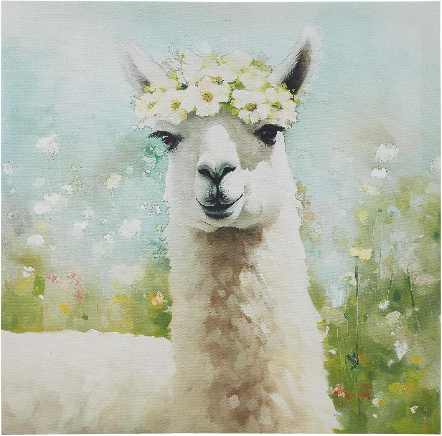 Madison Park 16"x16" Sunshine Happy Farm Animals Canvas Wall Decor Art Green