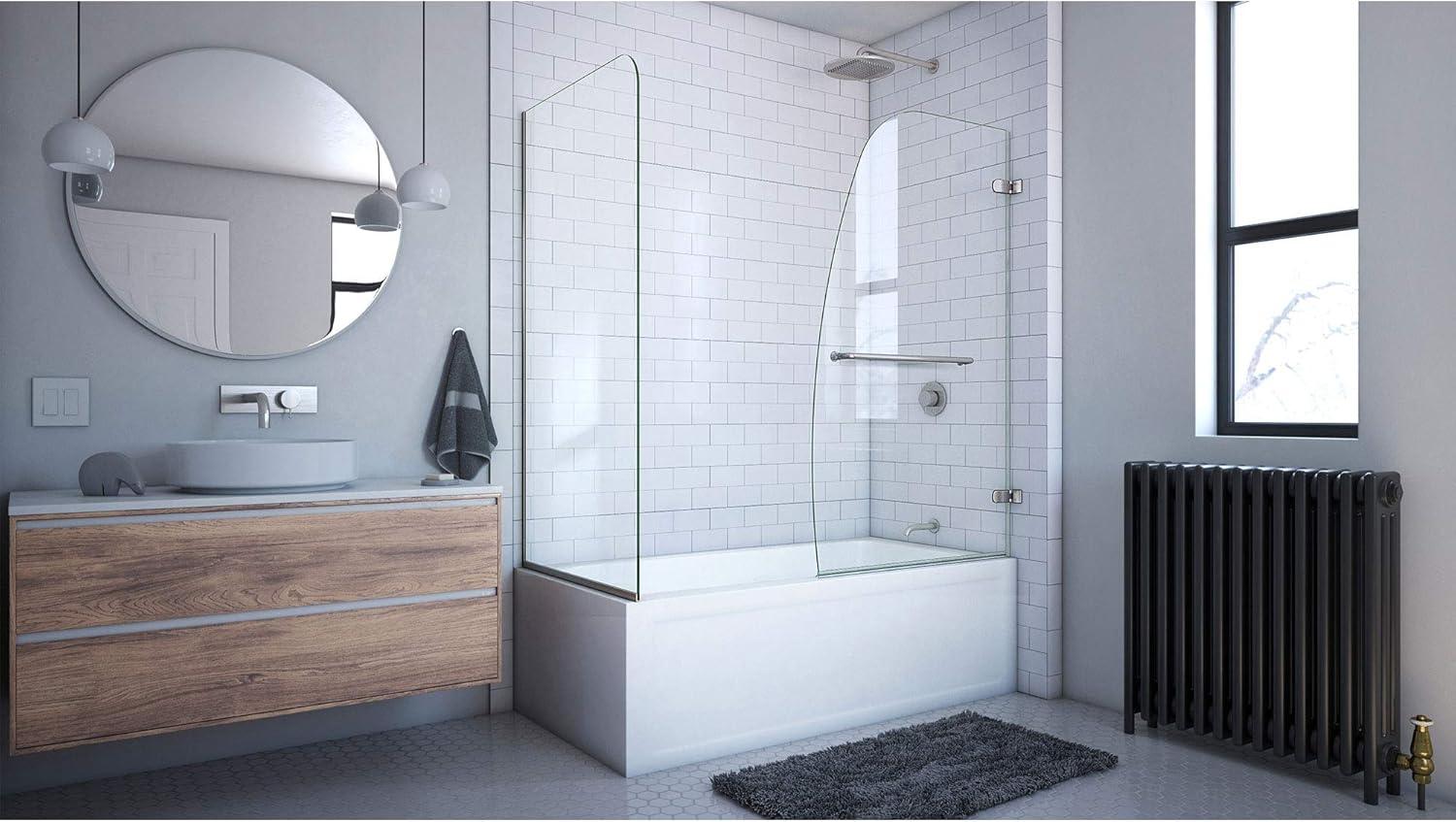 Aqua Uno 56" W x 58" H Hinged Semi-Frameless Tub Door