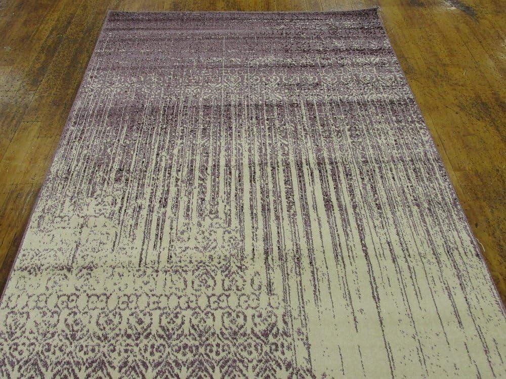 Purple and Ivory Low Pile Reversible Area Rug