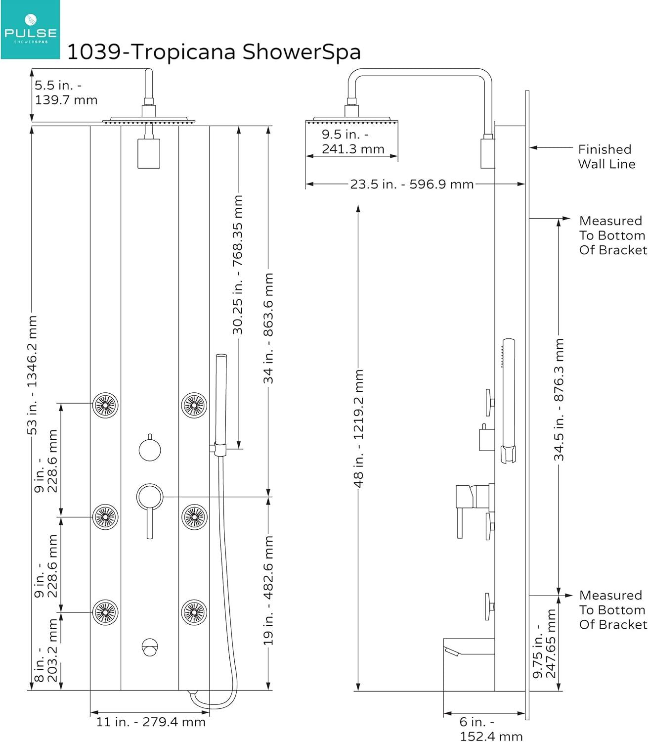 Tropicana White Glass ShowerSpa with Brushed Nickel Fixtures