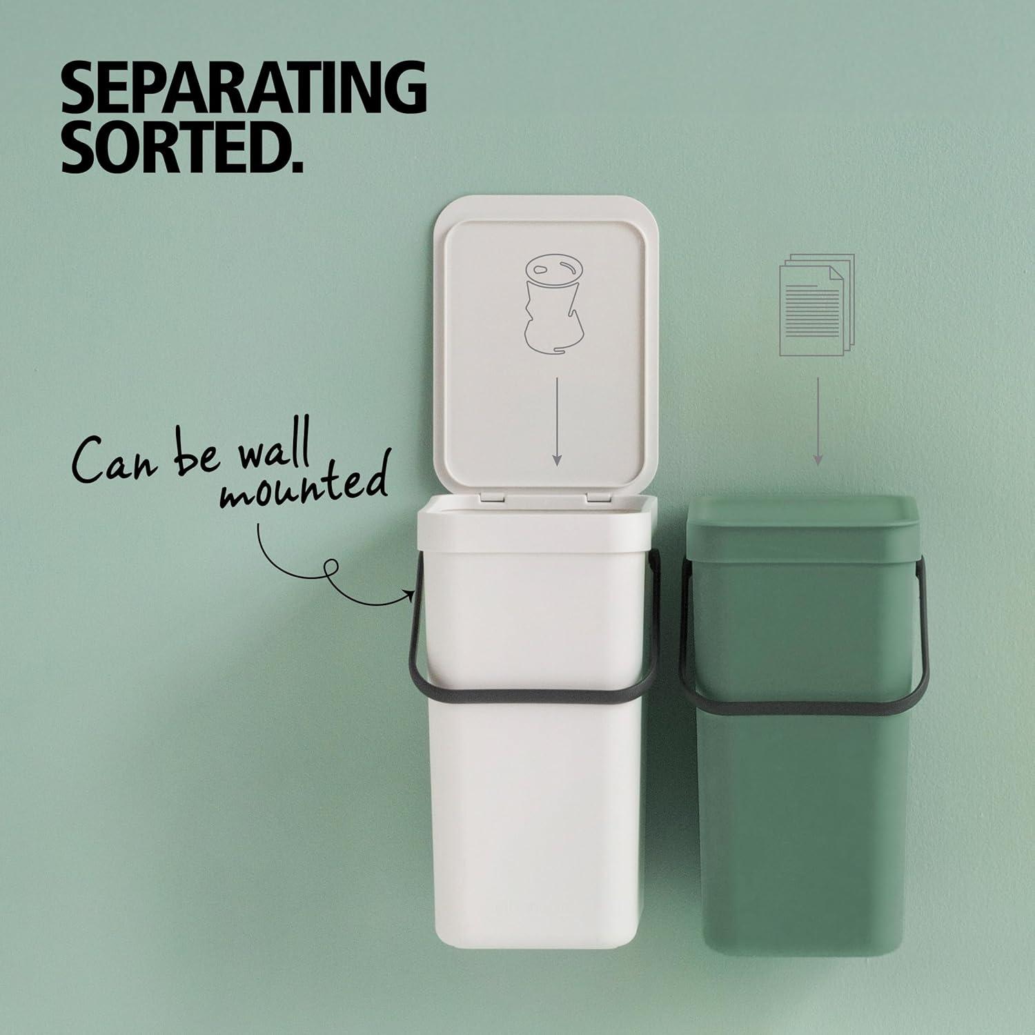 Jade Green Plastic Kitchen Compost Bin with Handle