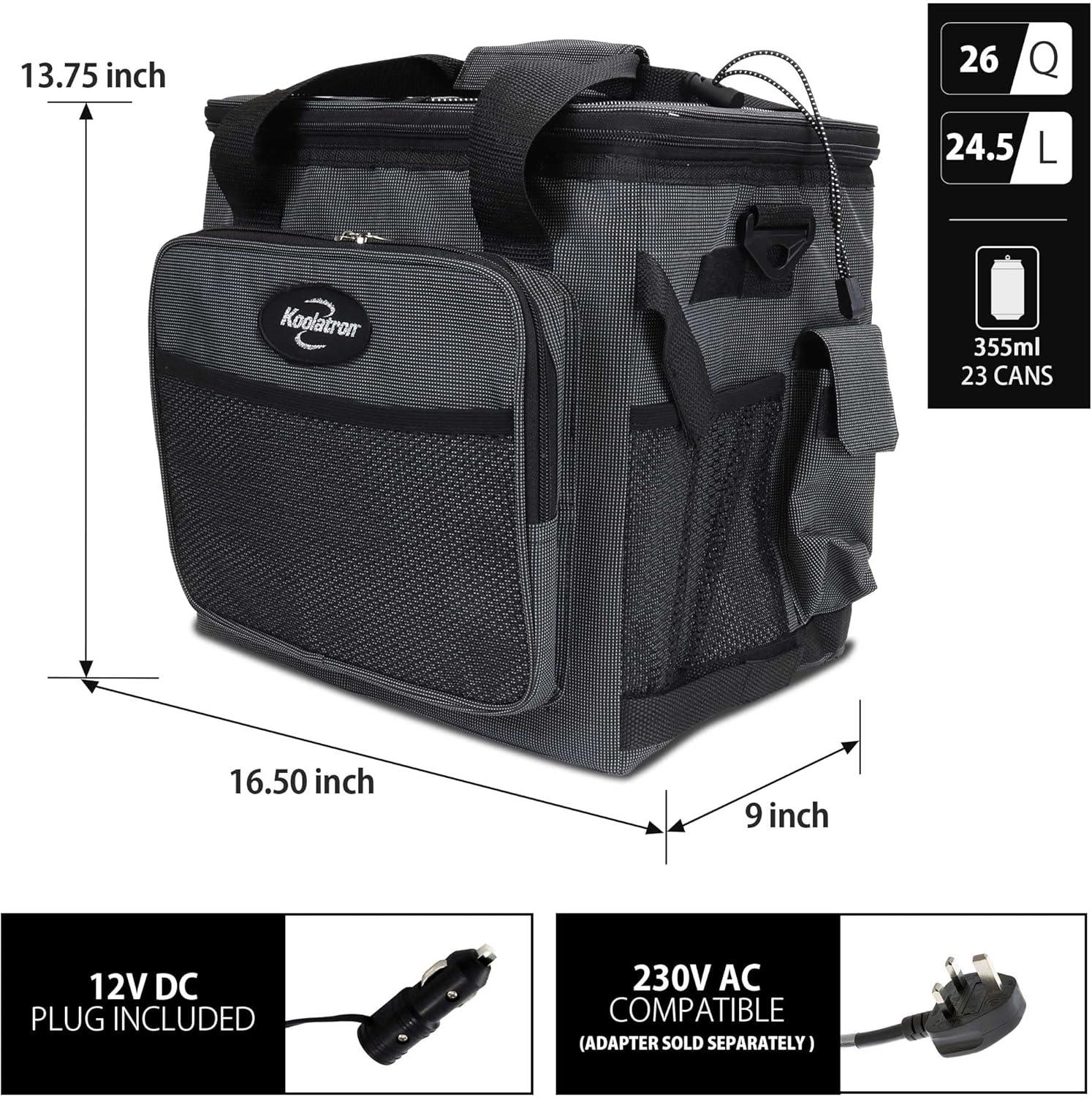 Black Electric Insulated Cooler Bag with Adjustable Strap