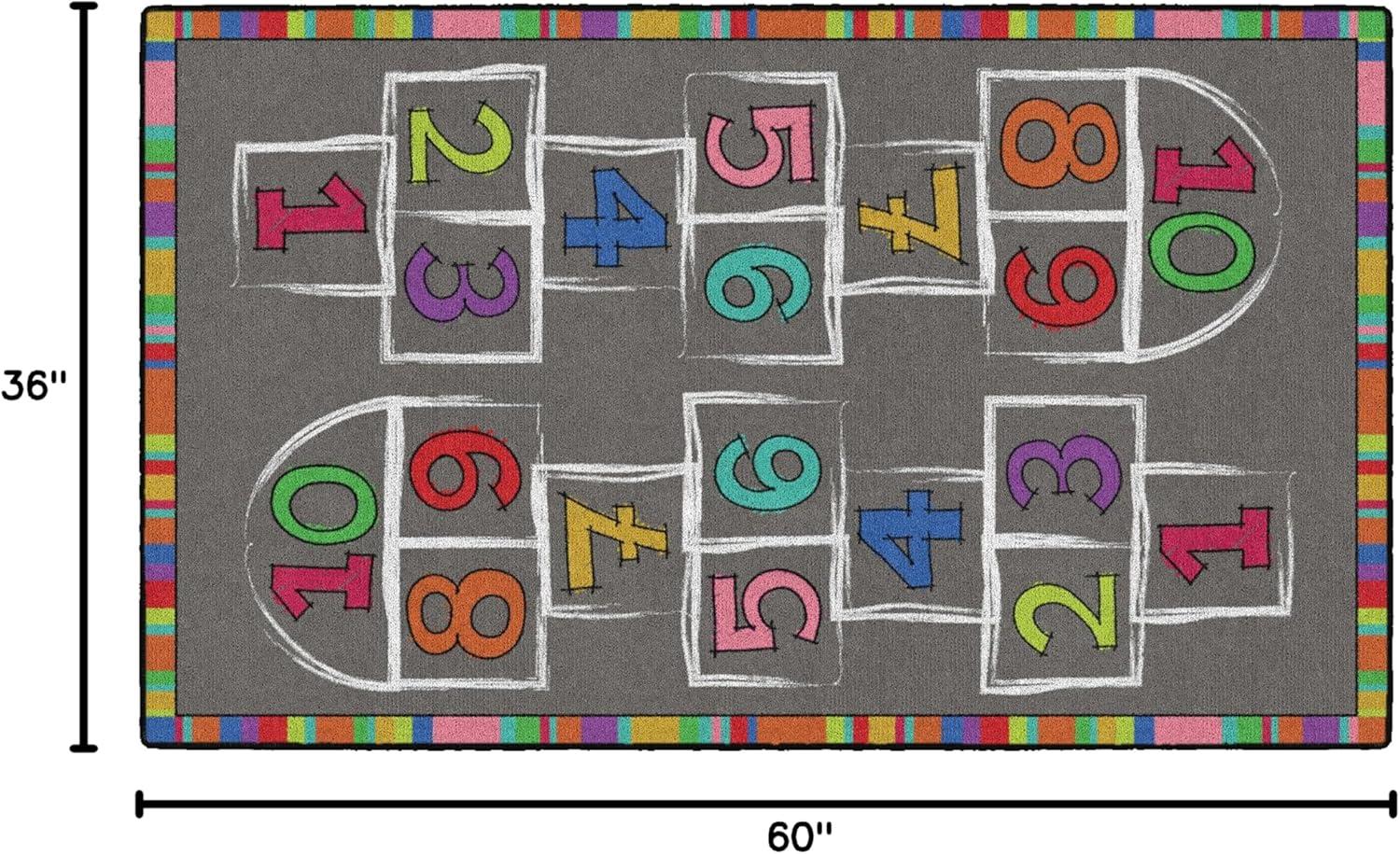 Flagship Carpets Hopscotch Rainbow Numbers Children's Area Rug, 3' x 5'