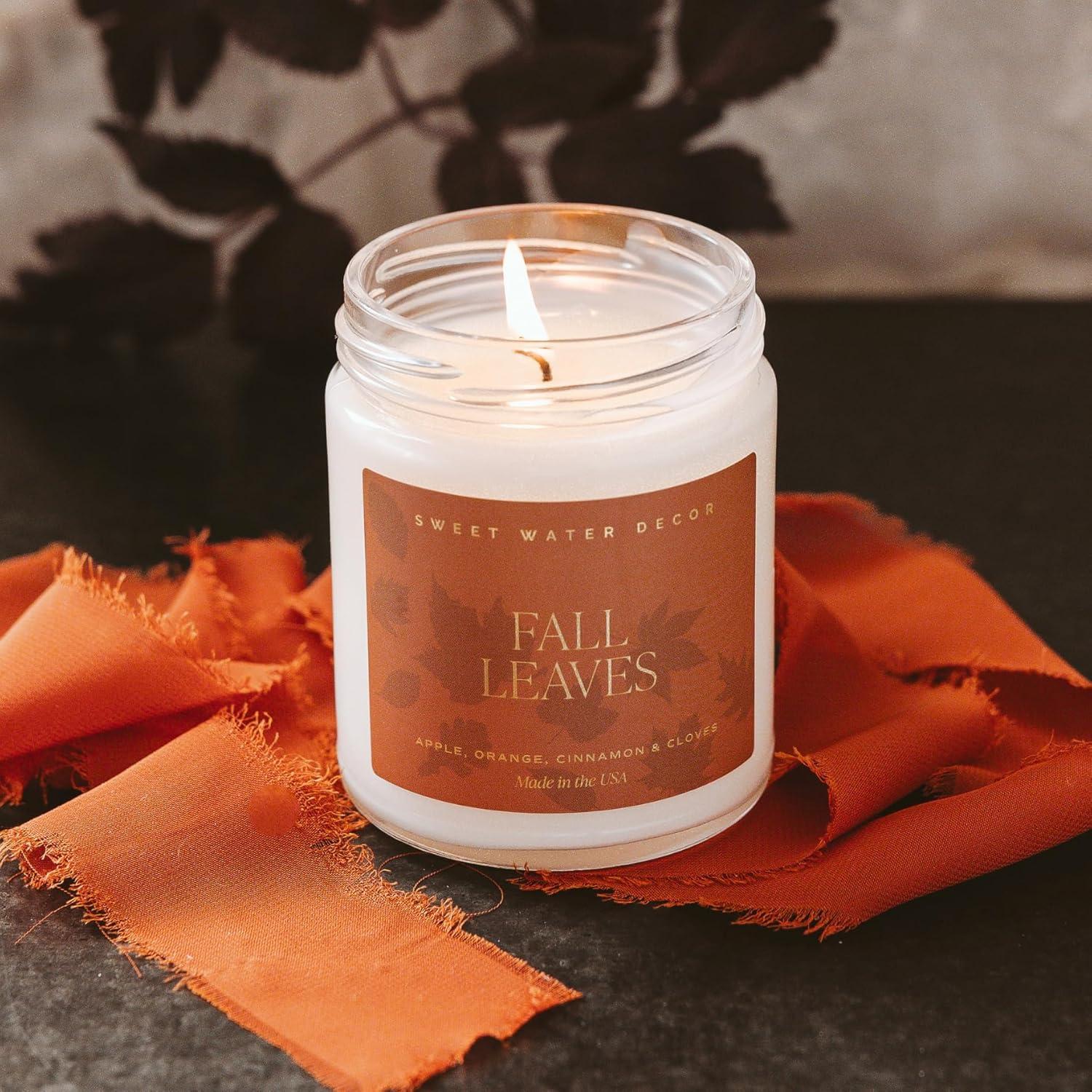 Sweet Water Decor Fall Leaves Patterned 9oz Clear Candle