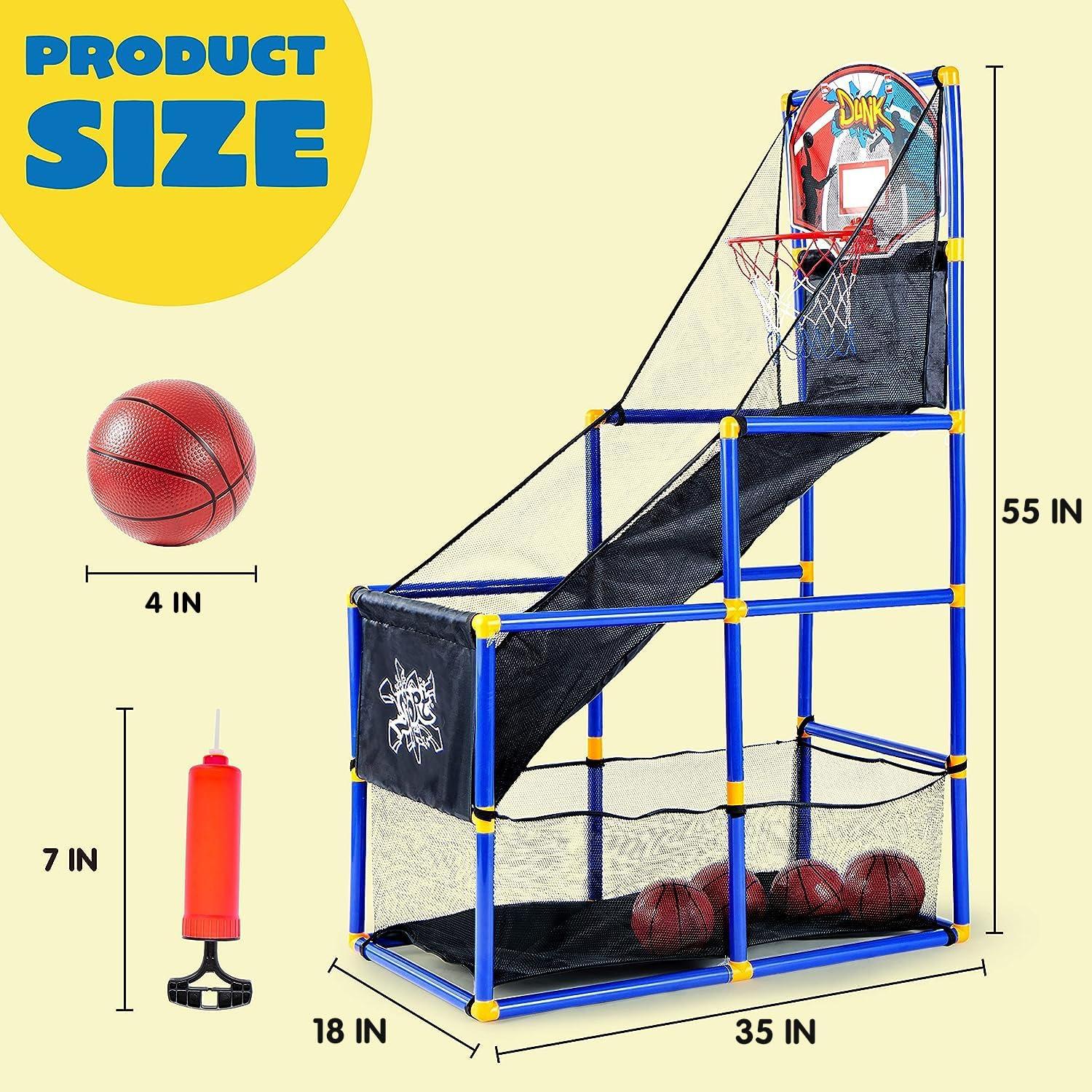 Blue Plastic Indoor/Outdoor Arcade Basketball Hoop Game Set