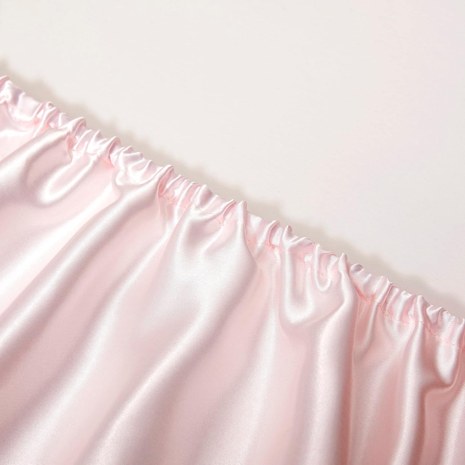 Blush Pink Queen Satin Deep Pocket Bed Sheet Set