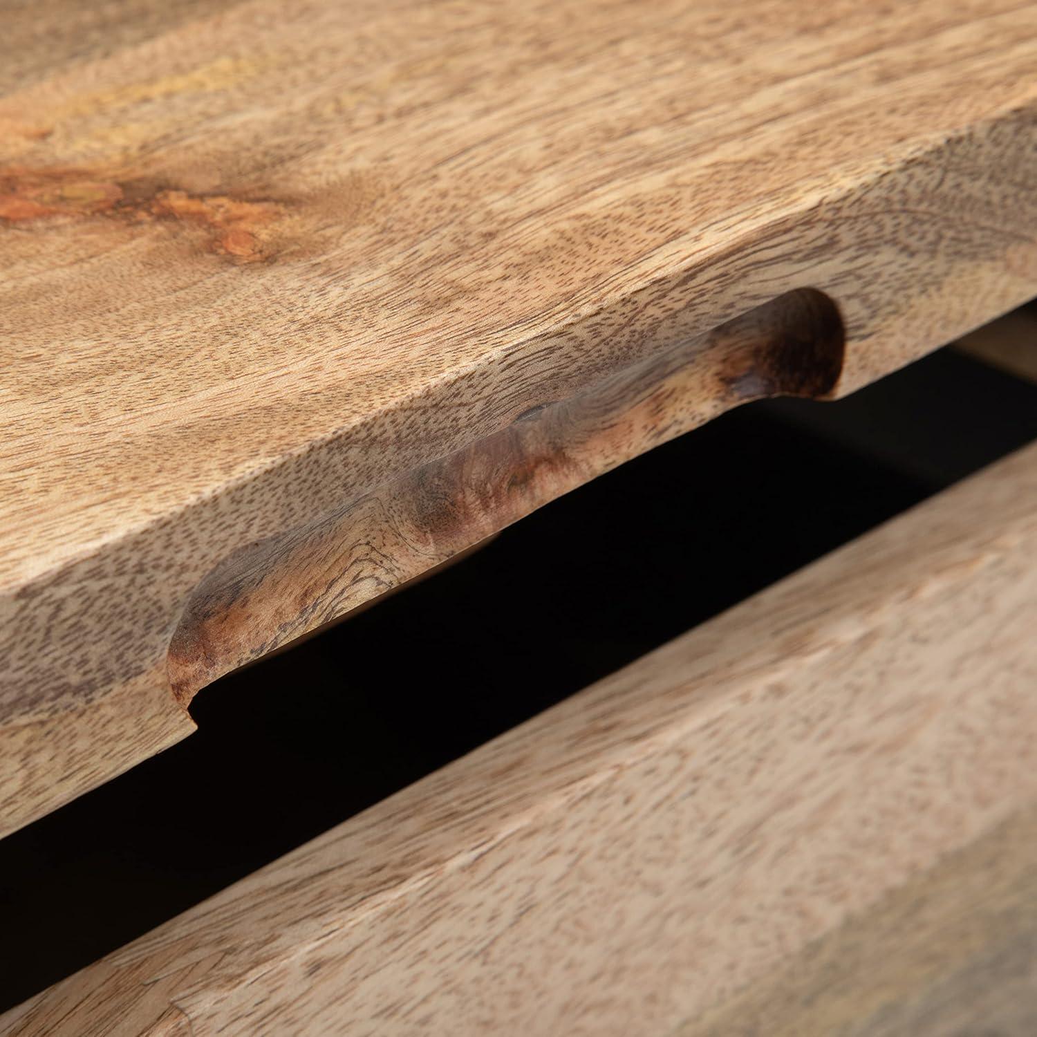 Simpli Home Hunter SOLID MANGO WOOD and Metal 32 inch Wide Square Industrial Lift Top Coffee Table in Natural