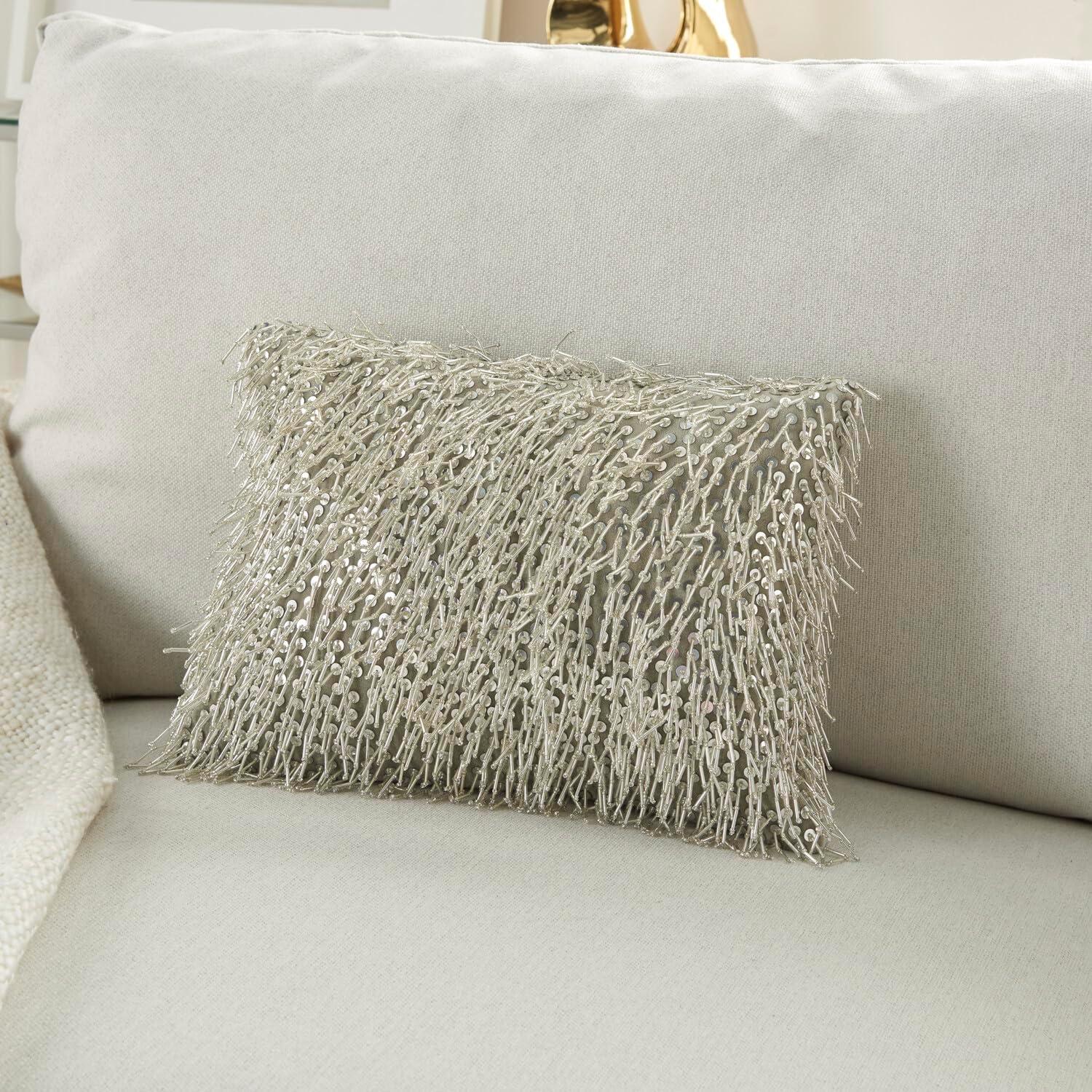 Sequined Cotton Throw Pillow