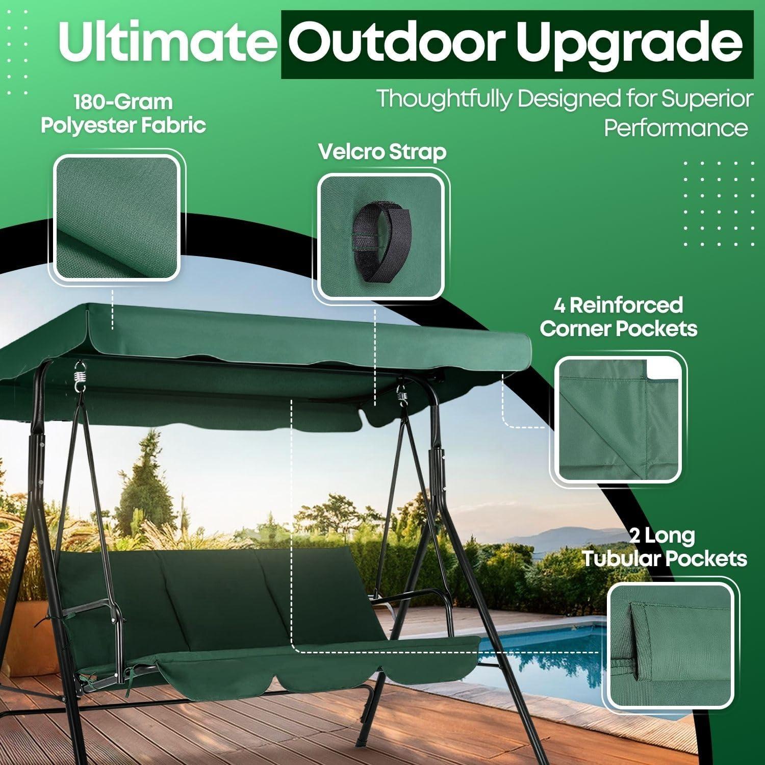 Green Polyester UV Block Swing Canopy Cover 77"x43"