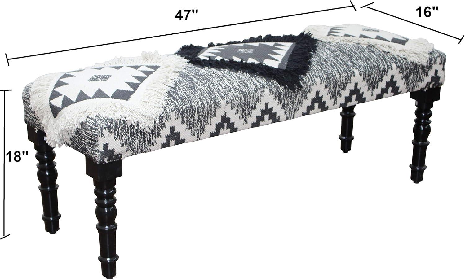 Modern Southwestern 47" Tufted Bench with Stylish Wooden Legs