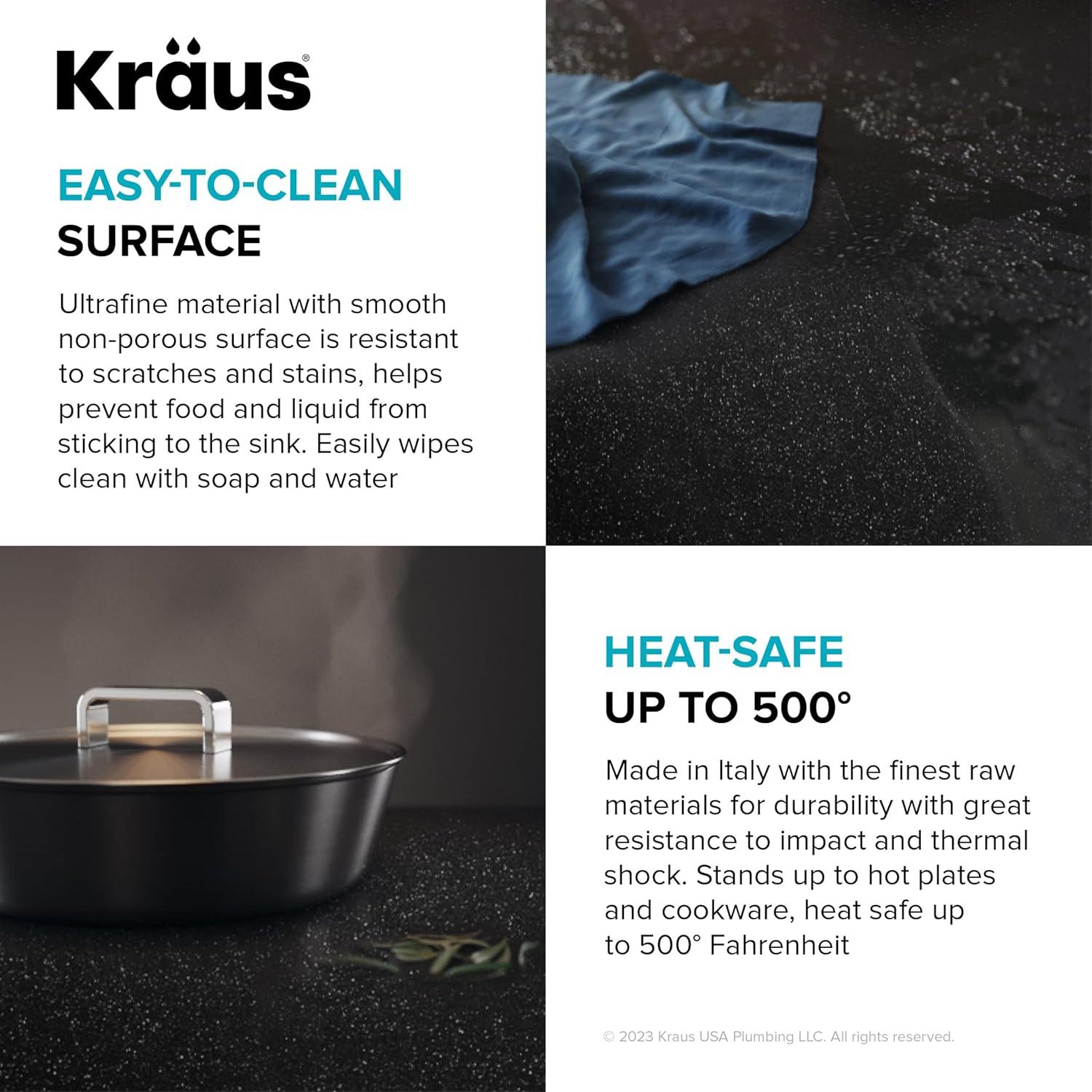 KRAUS Bellucci Granite Composite Workstation Drop-In Top Mount Single Bowl Kitchen Sink with Accessories