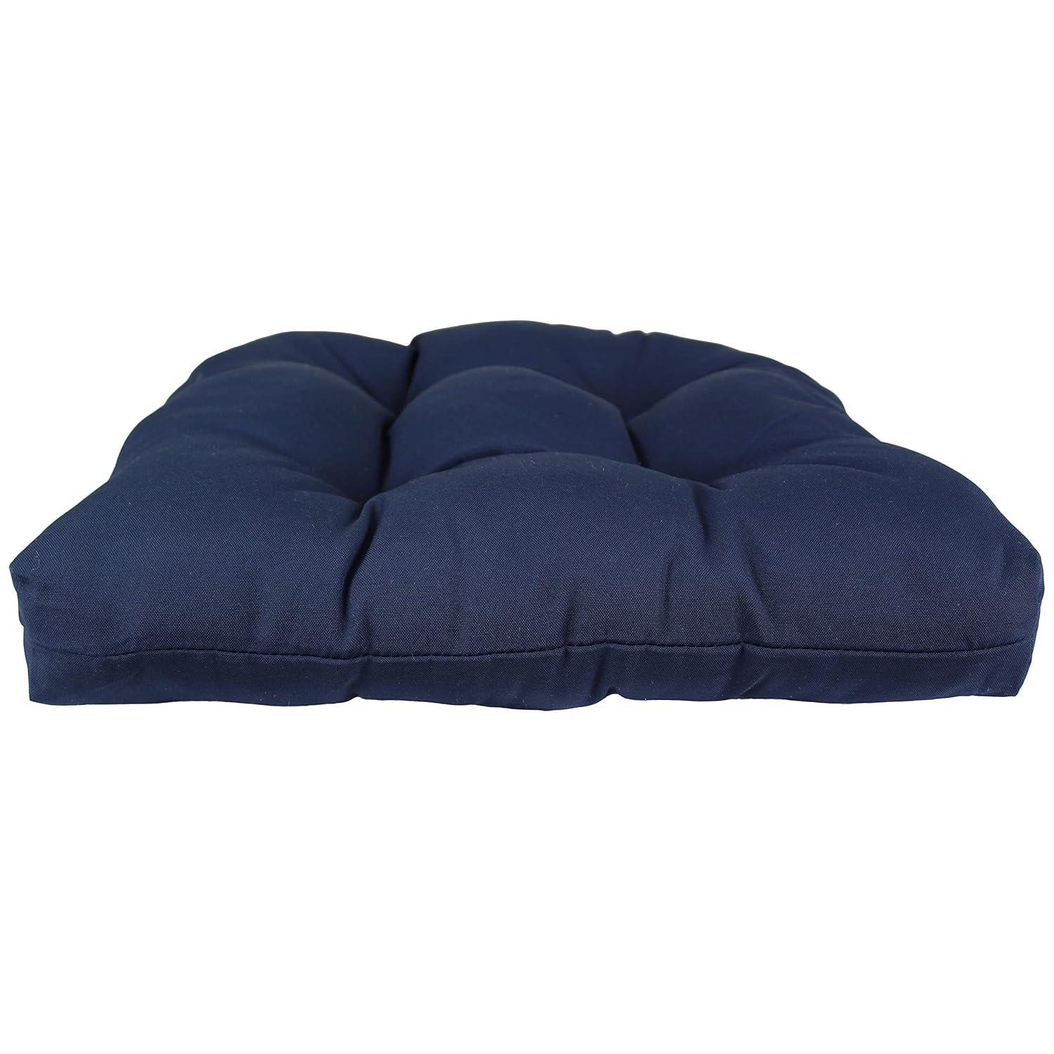 Everything Comfy Navy Indoor / Outdoor Seat Cushion Patio D Cushion 20" x 20", 2 Tie Backs