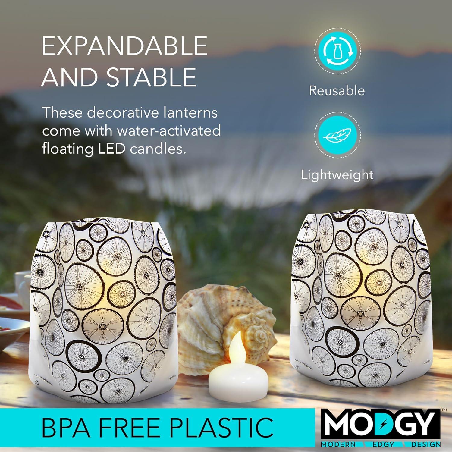 MODGY Luminary Lanterns 4-Pack - Floating LED Candles with Batteries Included - Luminaries are Great for Weddings, Parties, Patios & Celebrations of All Kinds (Spoke)