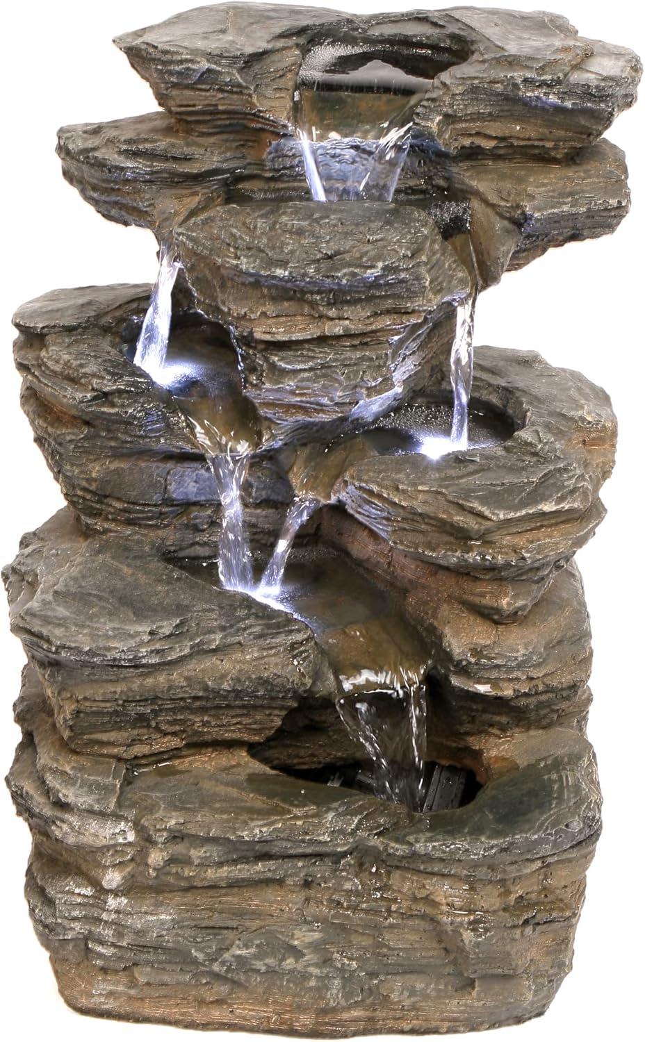 Devil's Thumb Falls LED Illuminated Resin Garden Fountain