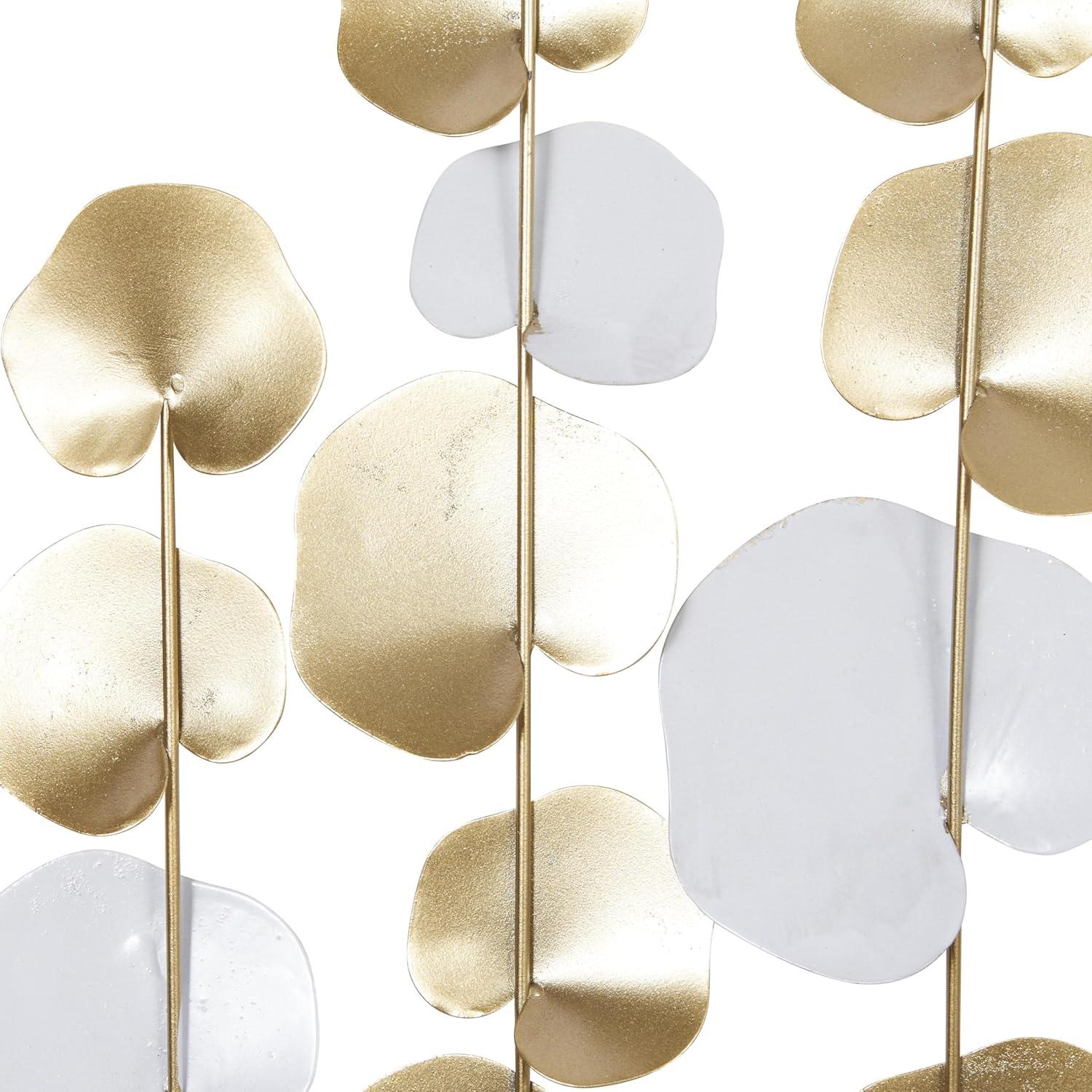 DecMode Gold Metal Floral Wall Decor with White Accents