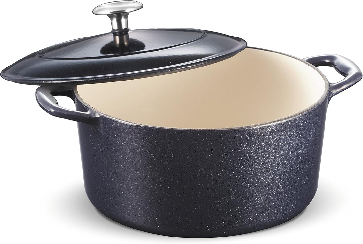 Dark Blue Enameled Cast Iron 5.5-Quart Round Dutch Oven