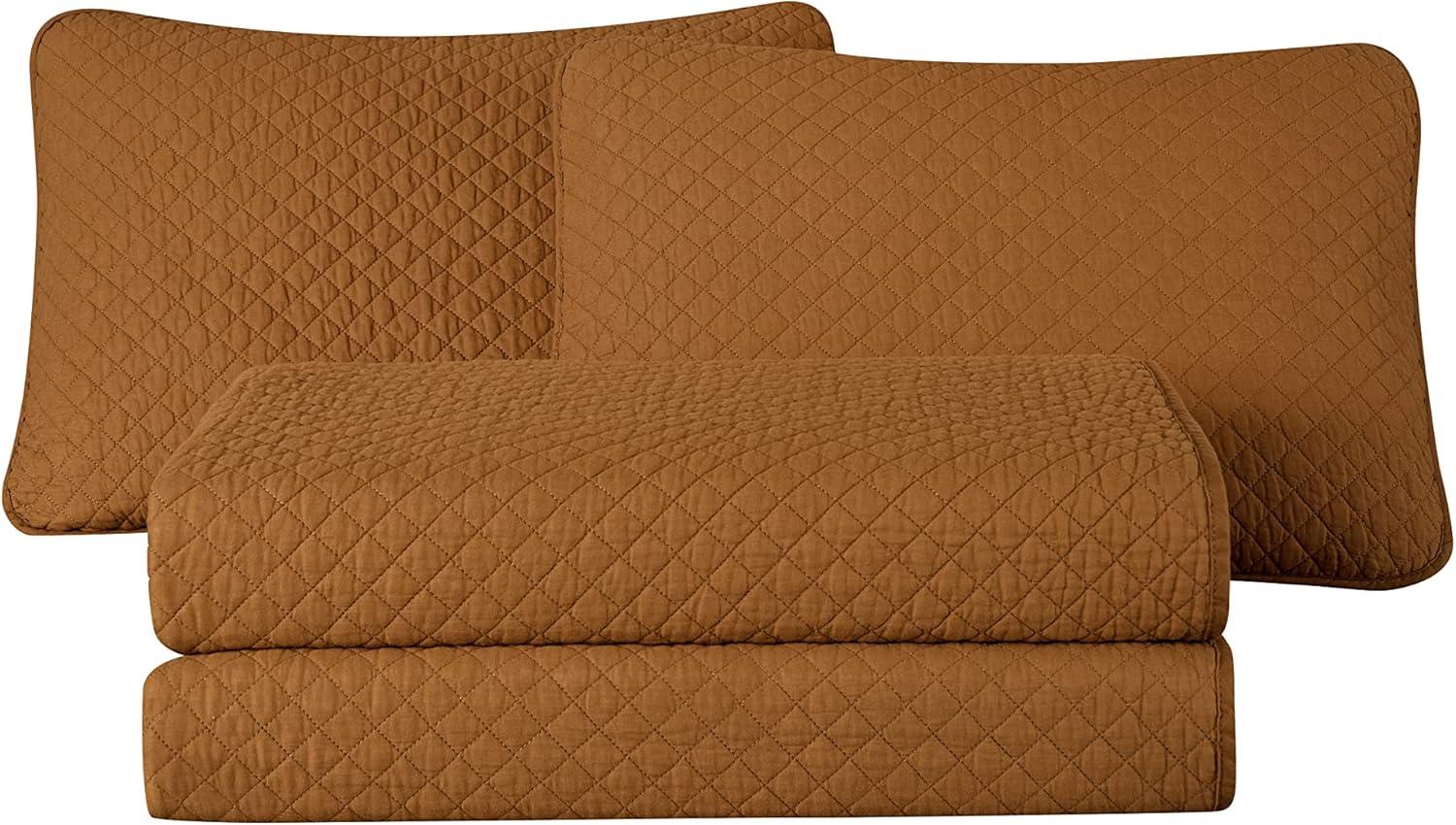 Chezmoi Collection Solid Color Cotton Quilt Cotton Quilt Set