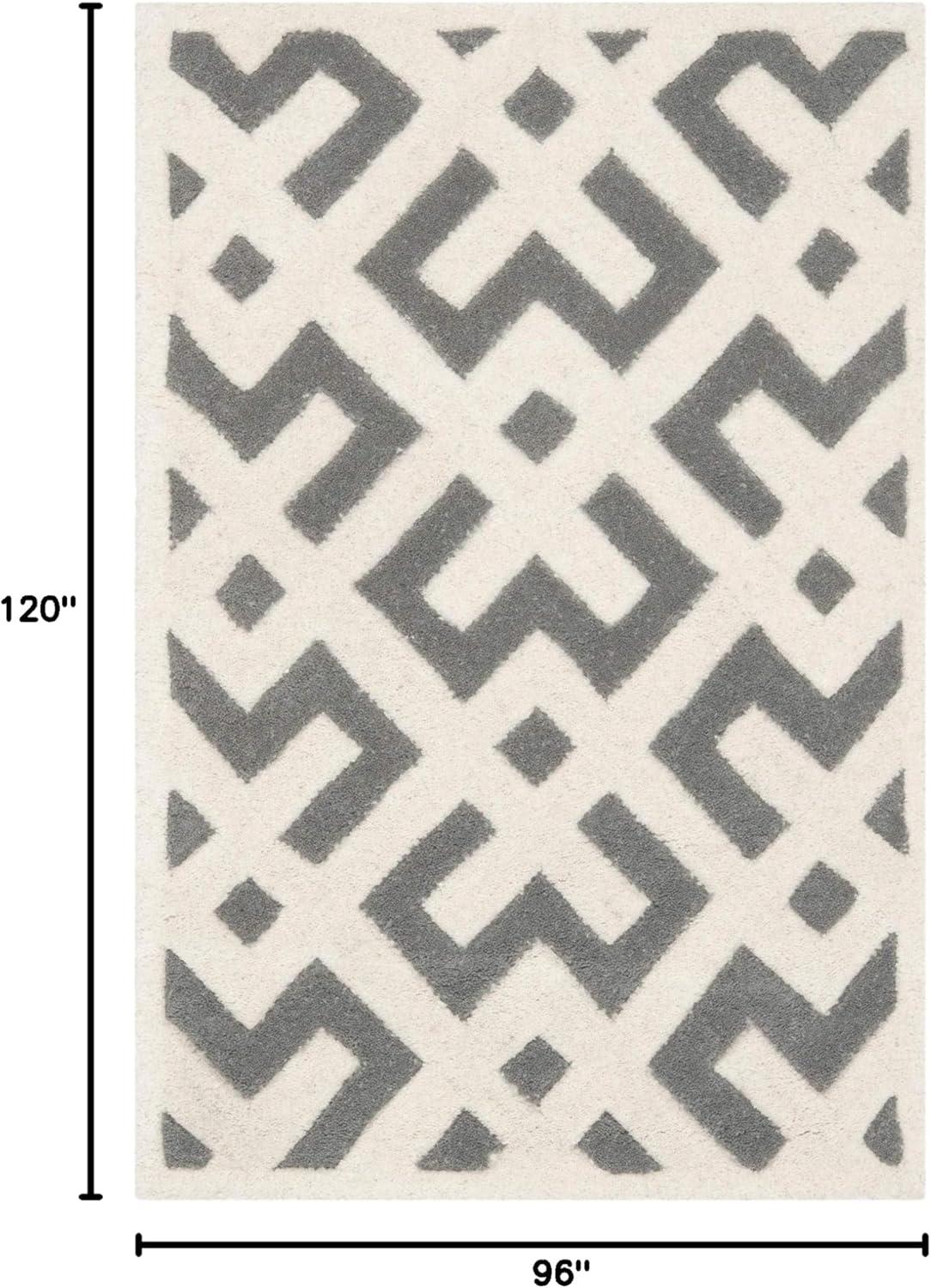 SAFAVIEH Chatham Jackson Geometric Wool Area Rug, Dark Grey/Ivory, 8' x 10'