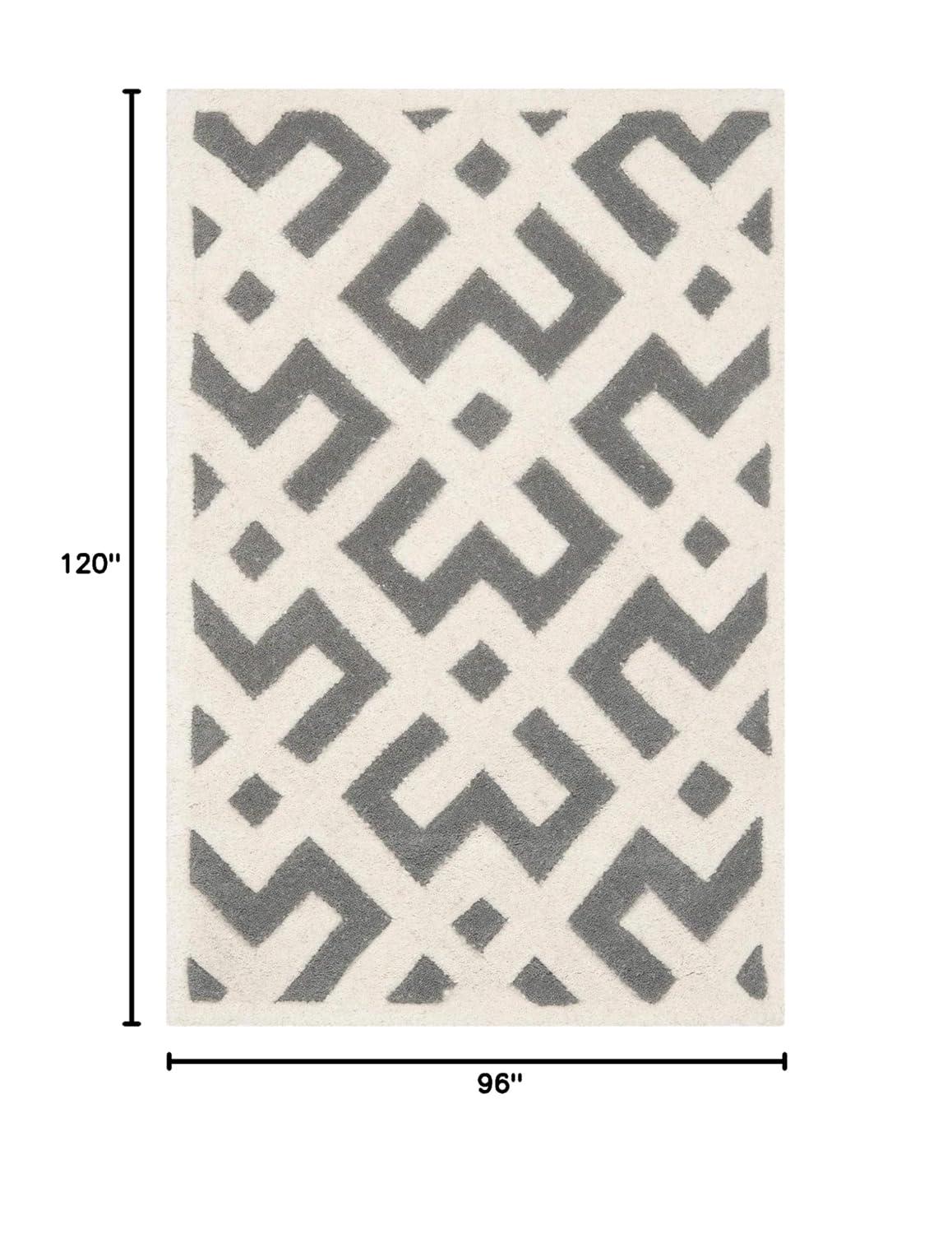 SAFAVIEH Chatham Jackson Geometric Wool Area Rug, Dark Grey/Ivory, 8' x 10'