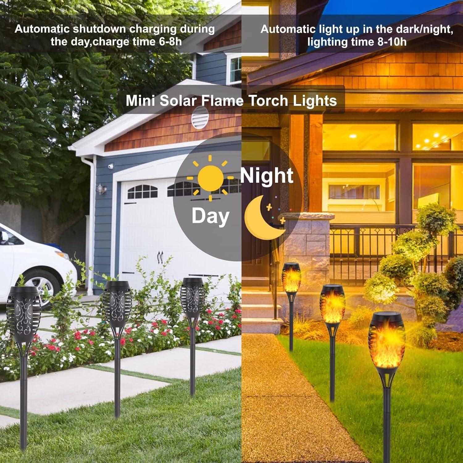 Solar Lights for Outdoor Torch Path Decor Landscape Lighting, Flickering Flame Waterproof 8 Pack