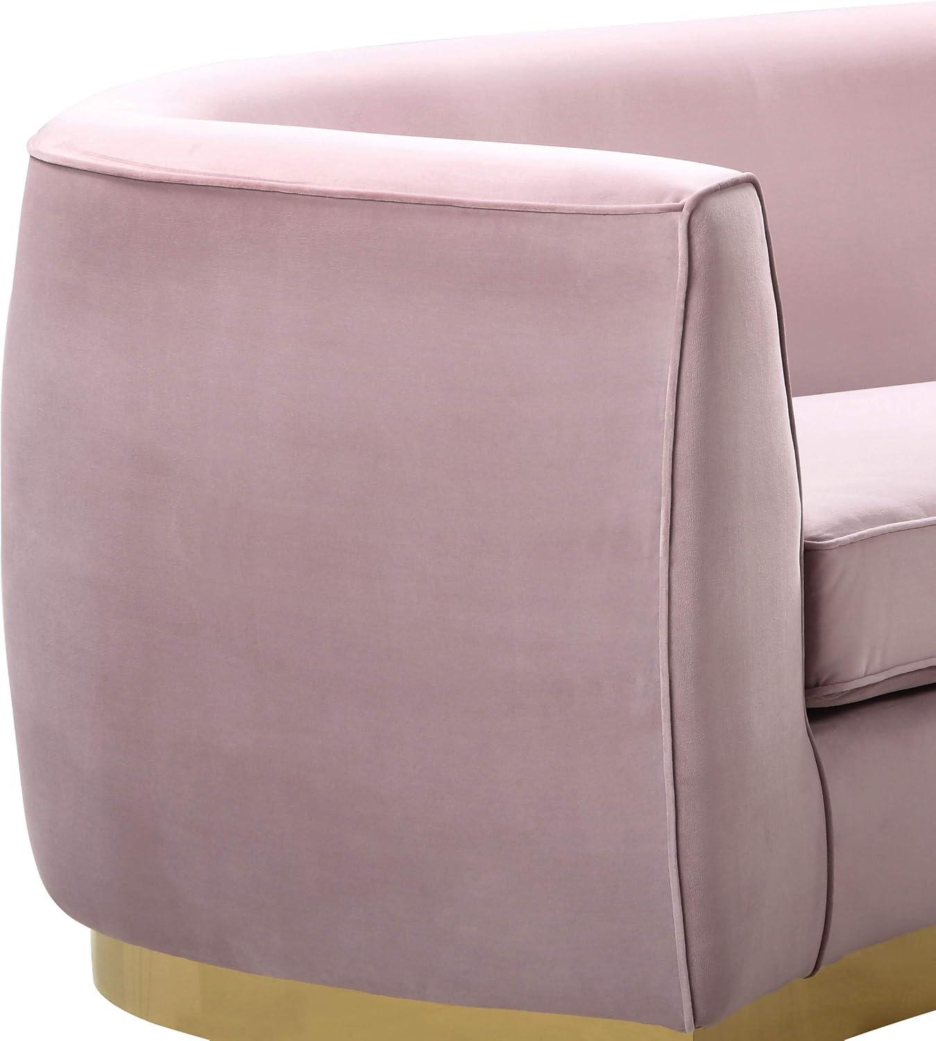 Meridian Furniture Julian Collection Modern | Contemporary Velvet Upholstered Loveseat with Stainless Steel Base in Rich Gold Finish, Black, 70" W x 34" D x 28" H