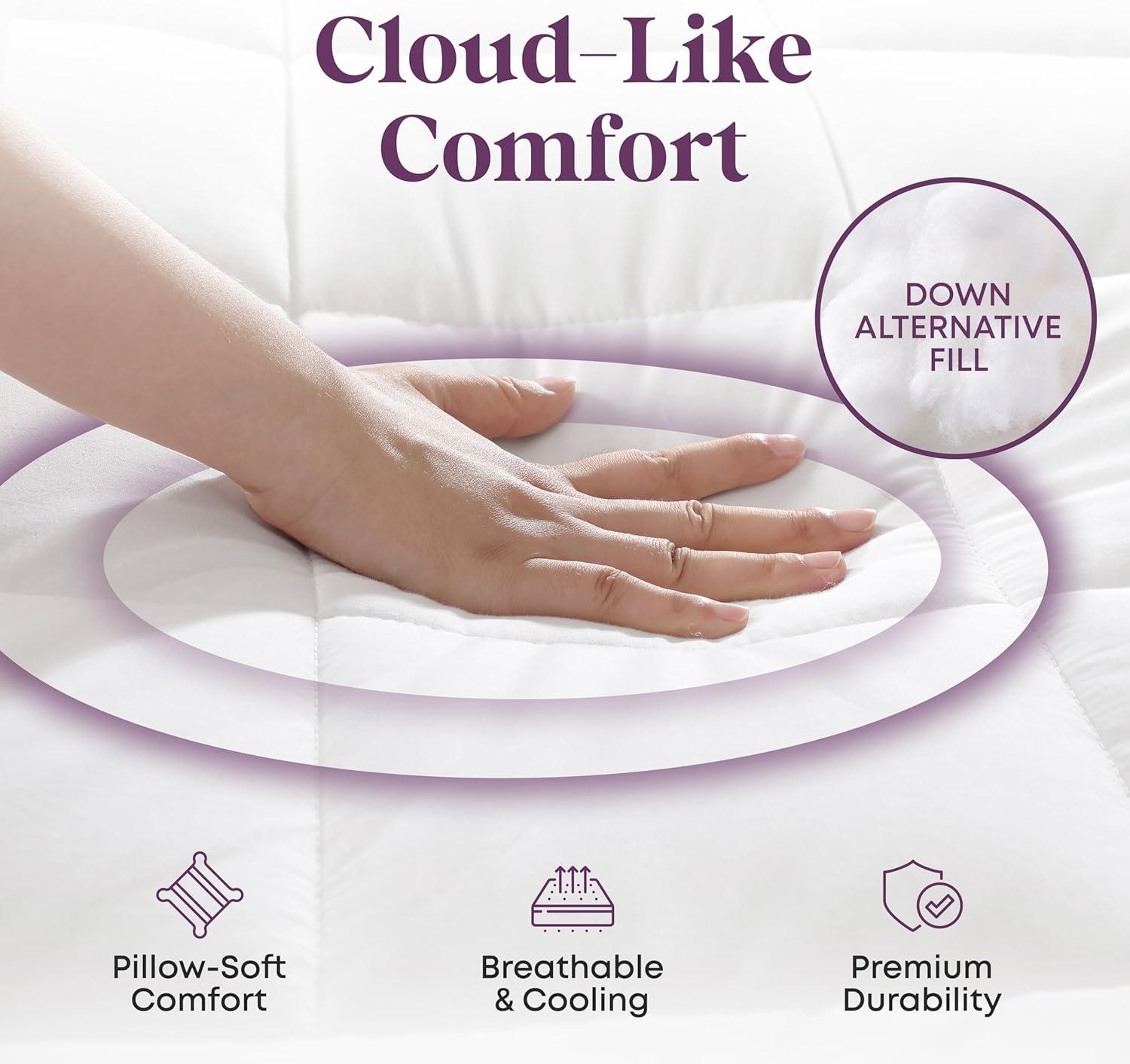 CIRCLESHOME Ultra-Plush Down Alternative Cotton Top Mattress Pad for Comfort & Protection