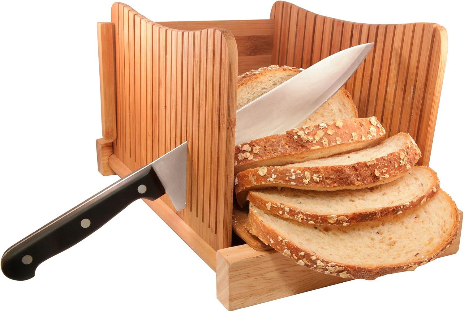 DBTech Bamboo Bread Slicer for Homemade Bread, Cutter Guide Board