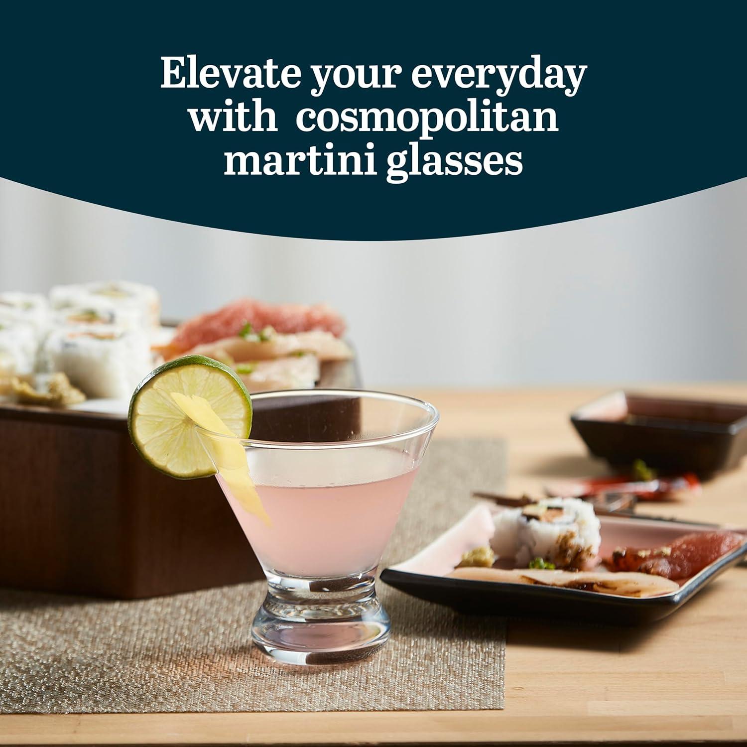 Libbey Cosmopolitan Martini Glasses, 8.25 ounce, Set of 4