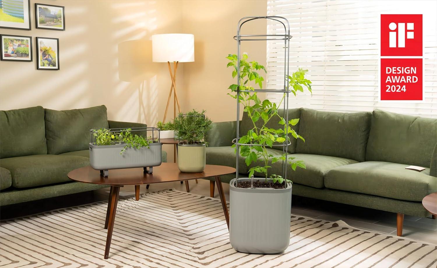 Vego Garden Mini Tomato Plastic Outdoor Pot Planter with Trellis