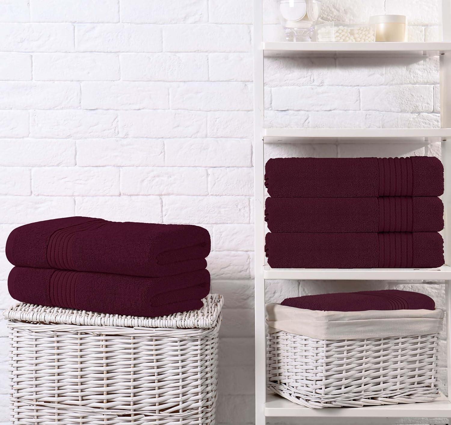 Utopia Towels 4 Pack Bath Towels Set, 27 by 54 Inches, 100% Ring Spun Cotton, Quick Dry, Highly Absorbent, Soft Feel Towels, Perfect for Daily Use, Burgundy