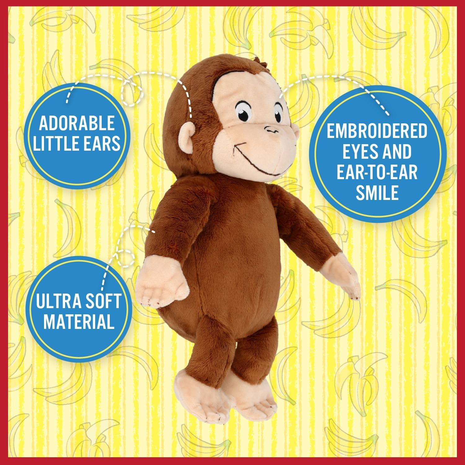 Kids Preferred Curious George Monkey Stuffed Animal Plush Toys Soft Cutest Cuddle Plushie Gifts for Baby and Toddler Boys and Girls - 8 Inches