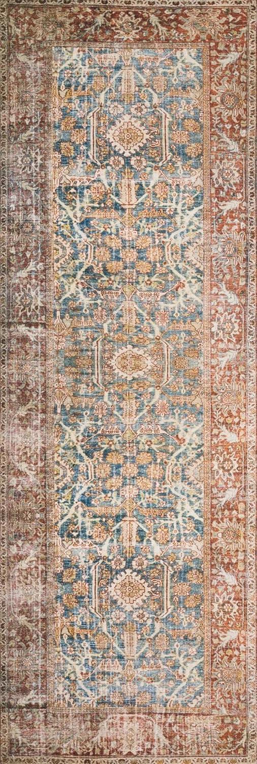 Layla Ocean and Rust Distressed Bohemian Area Rug